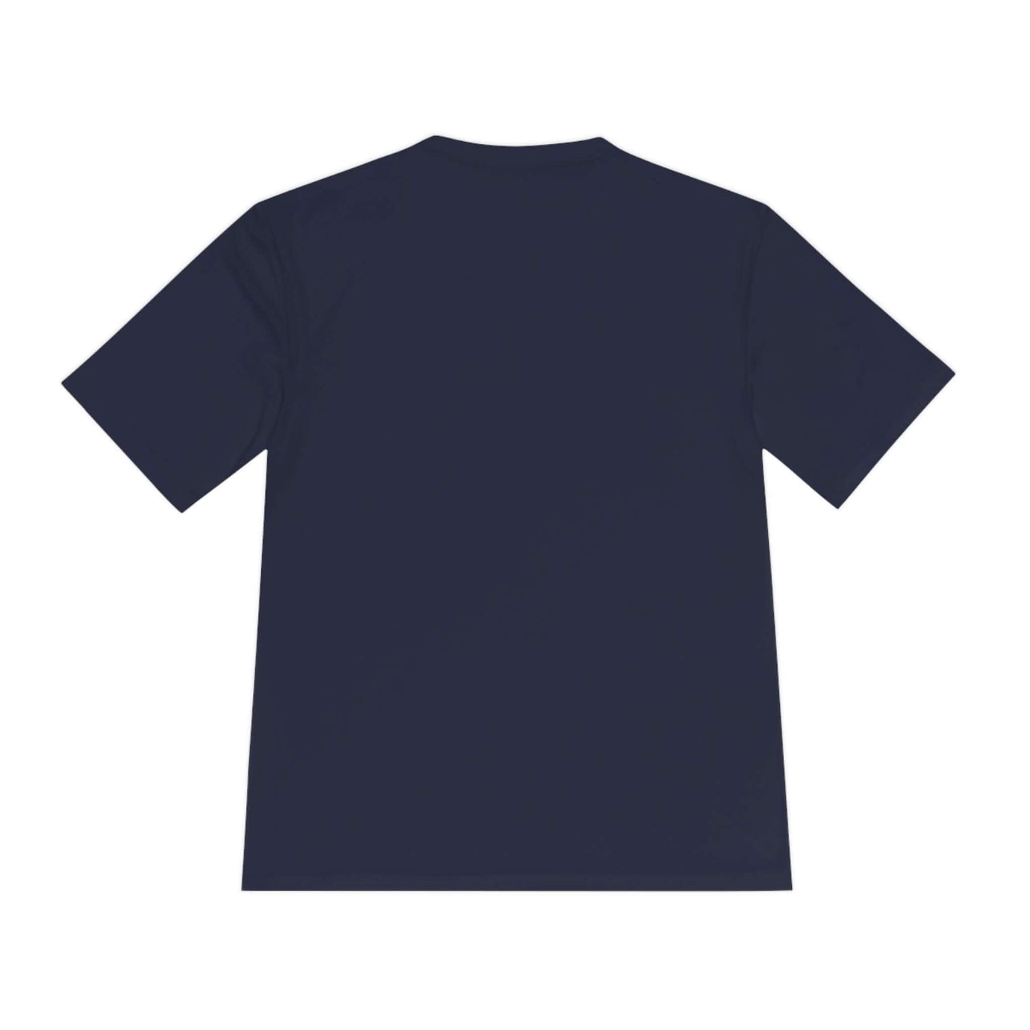 Back view of navy 'No Mercy' Pickleball Series Performance T-Shirt, designed for moisture-wicking comfort in 100% polyester.