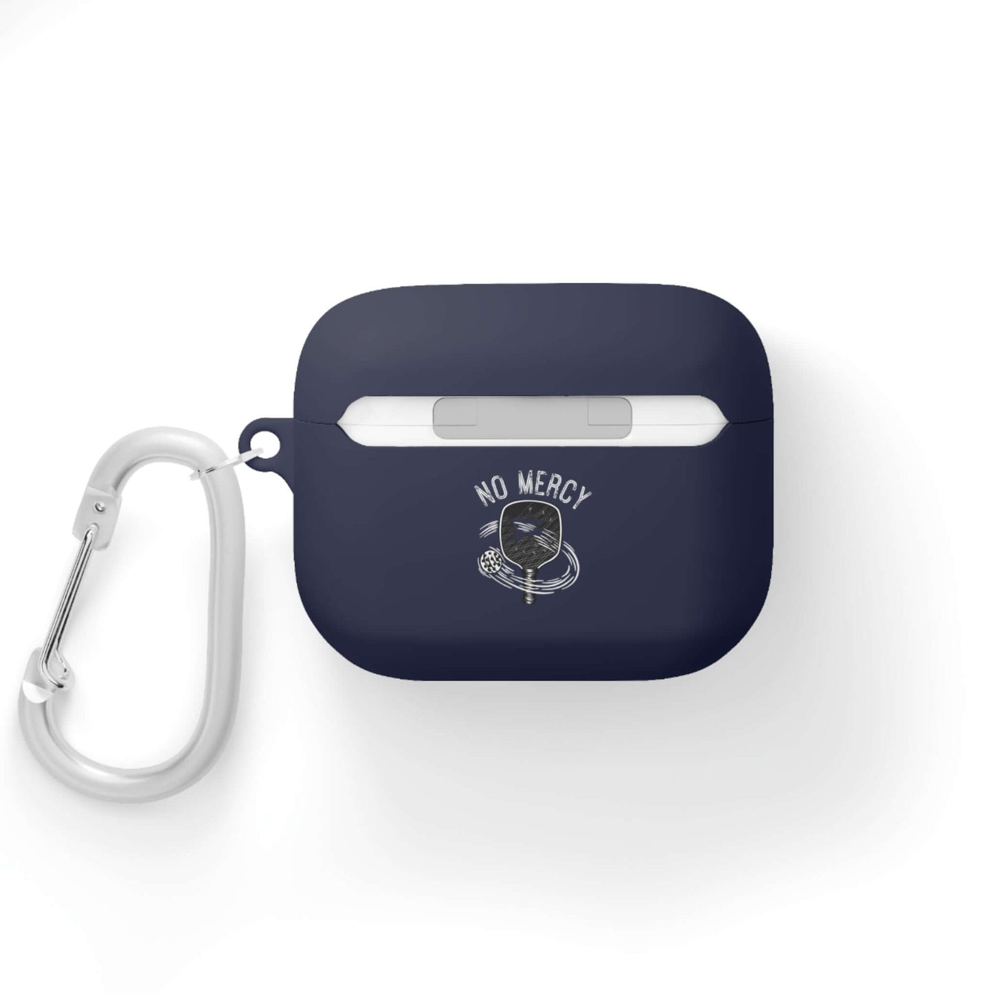 No Mercy Pickleball AirPods Pro Case Cover with Metal Carabiner, Navy Blue, Offers Protection for Game and Workout Enthusiasts