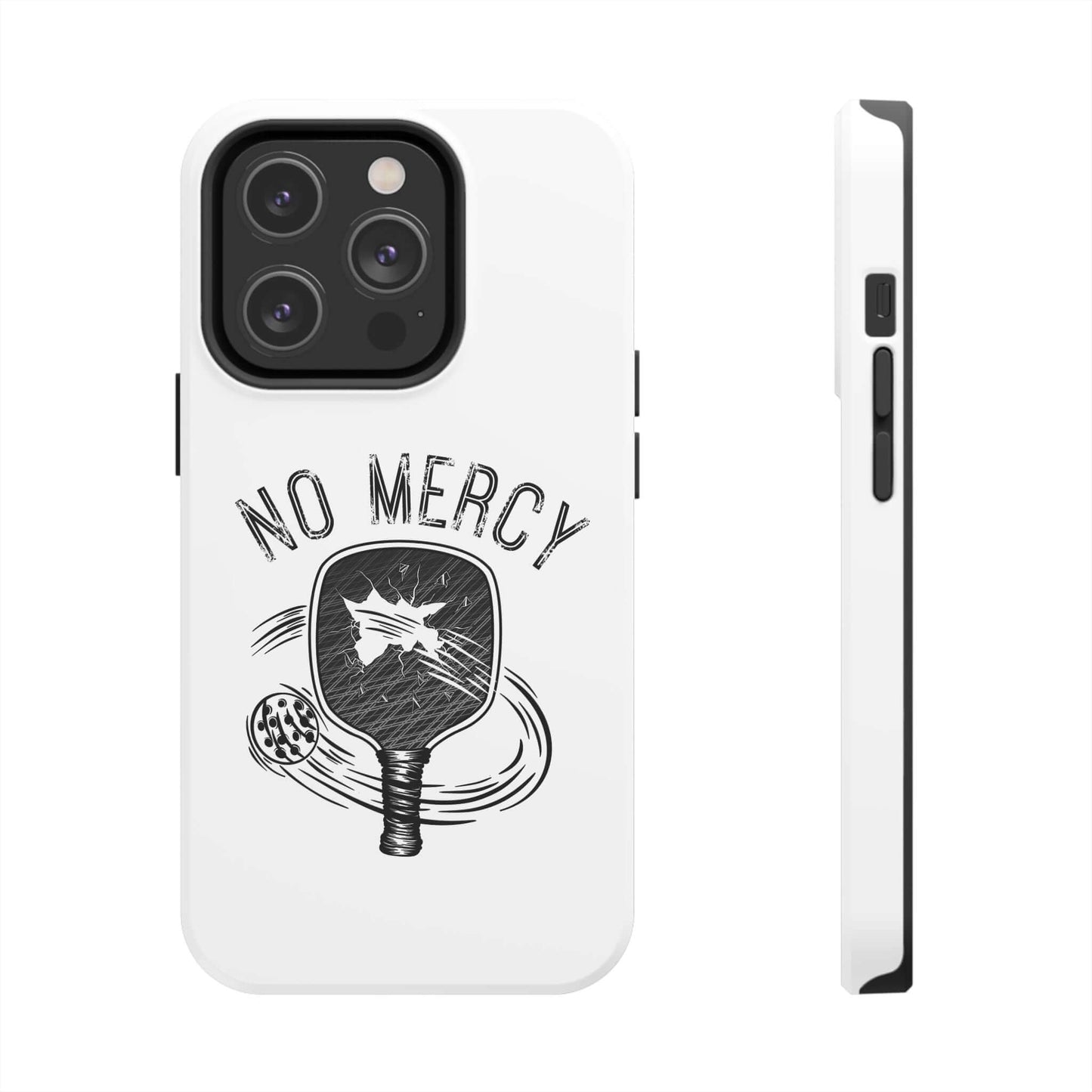"No Mercy Pickleball Series Tough Dual-Layer Phone Case for iPhone with Pickleball Paddle Design"