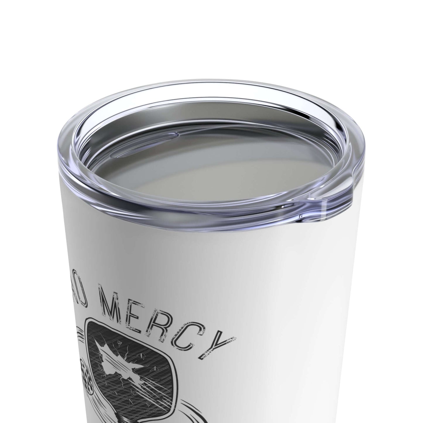 "No Mercy Pickleball Series Tumbler 20oz with double-wall insulation and stainless steel design, ideal for hot or cold drinks."