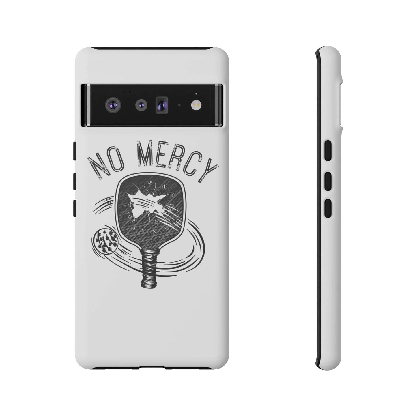"No Mercy Pickleball Tough Phone Case for Google Pixel with paddle design by RND Power Solutions"