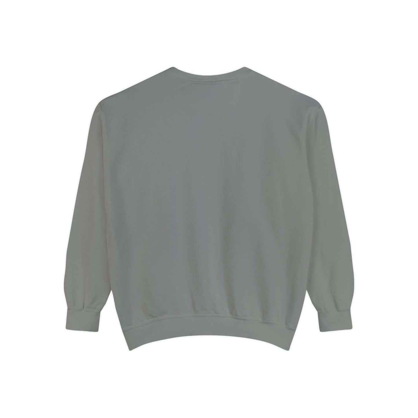 Back view of No Mercy Pickleball Series unisex garment-dyed sweatshirt in gray, perfect for sporty style and comfort.