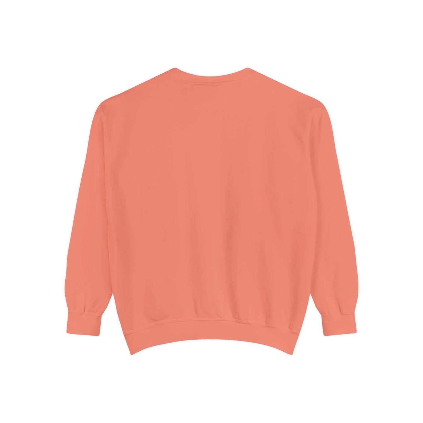 Unisex garment-dyed sweatshirt in coral, perfect for pickleball enthusiasts seeking style and comfort on and off the court.