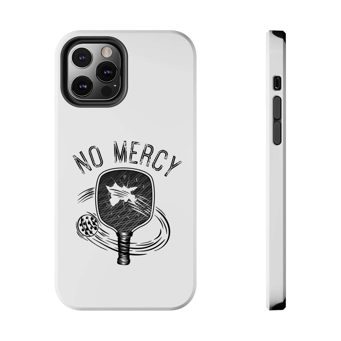 "No Mercy Pickleball Tough Dual-Layer iPhone Case with Paddle Design"