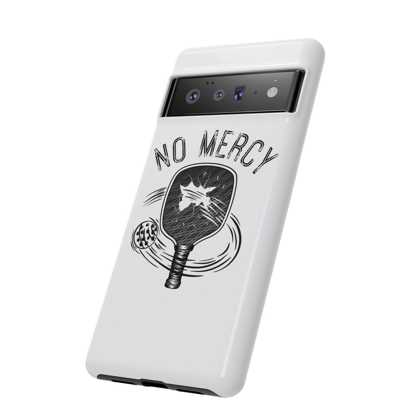 "No Mercy Pickleball Tough Phone Case for Google Pixel with Paddle Design"