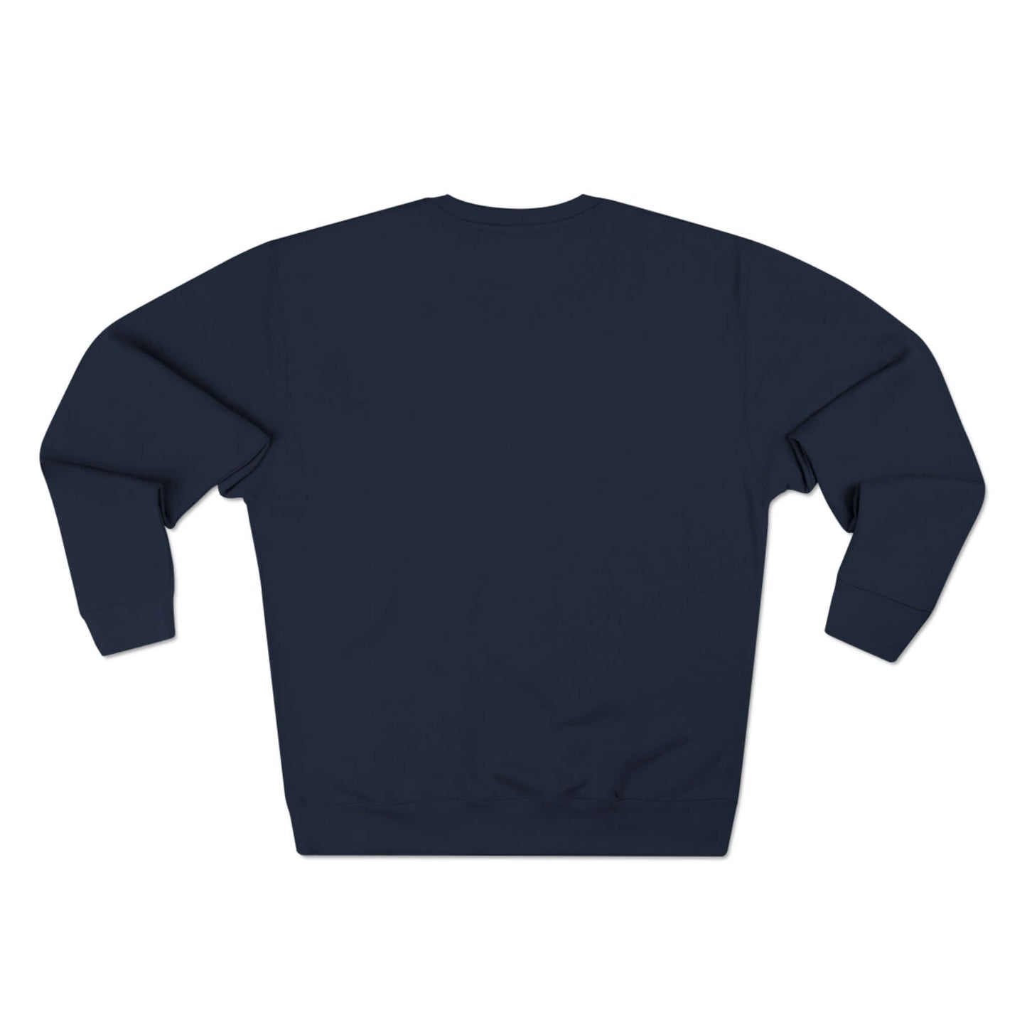 Navy blue unisex crewneck sweatshirt from No Mercy Pickleball Series, back view. Cozy pickleball attire for winter.