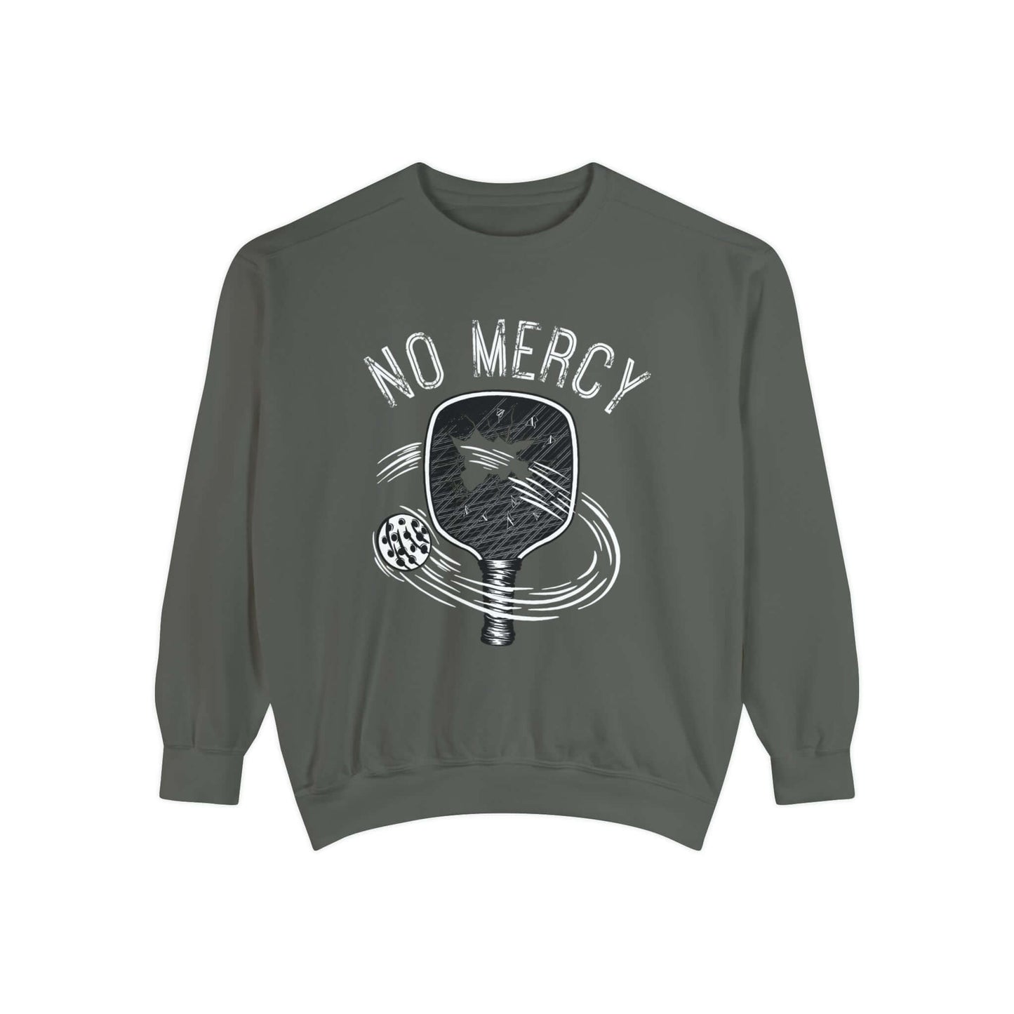 No Mercy Pickleball Series unisex sweatshirt featuring paddle graphic, perfect for on and off the court in comfort and style.
