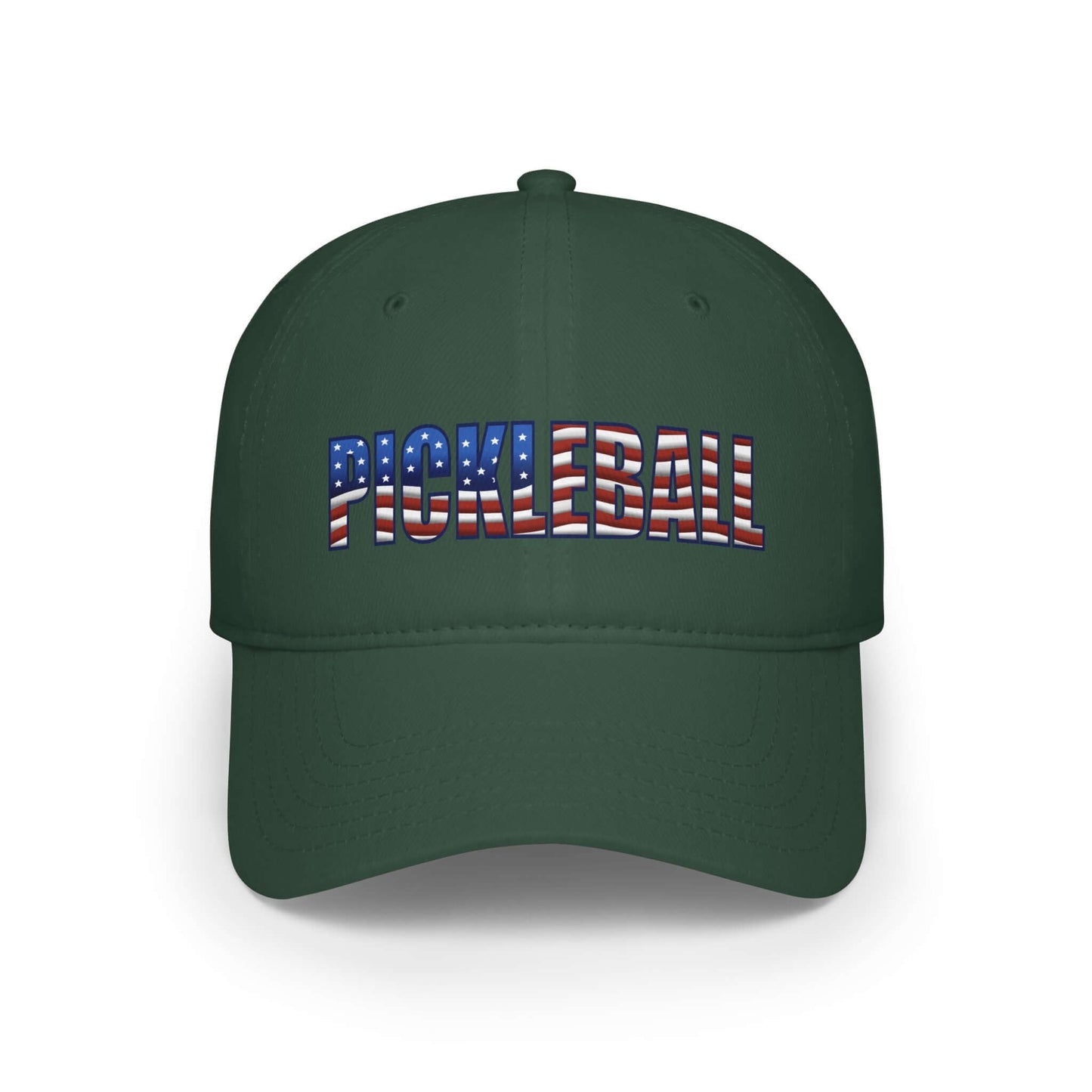 Pickleball American Flag Series low profile baseball cap in green, featuring patriotic design for sports enthusiasts.