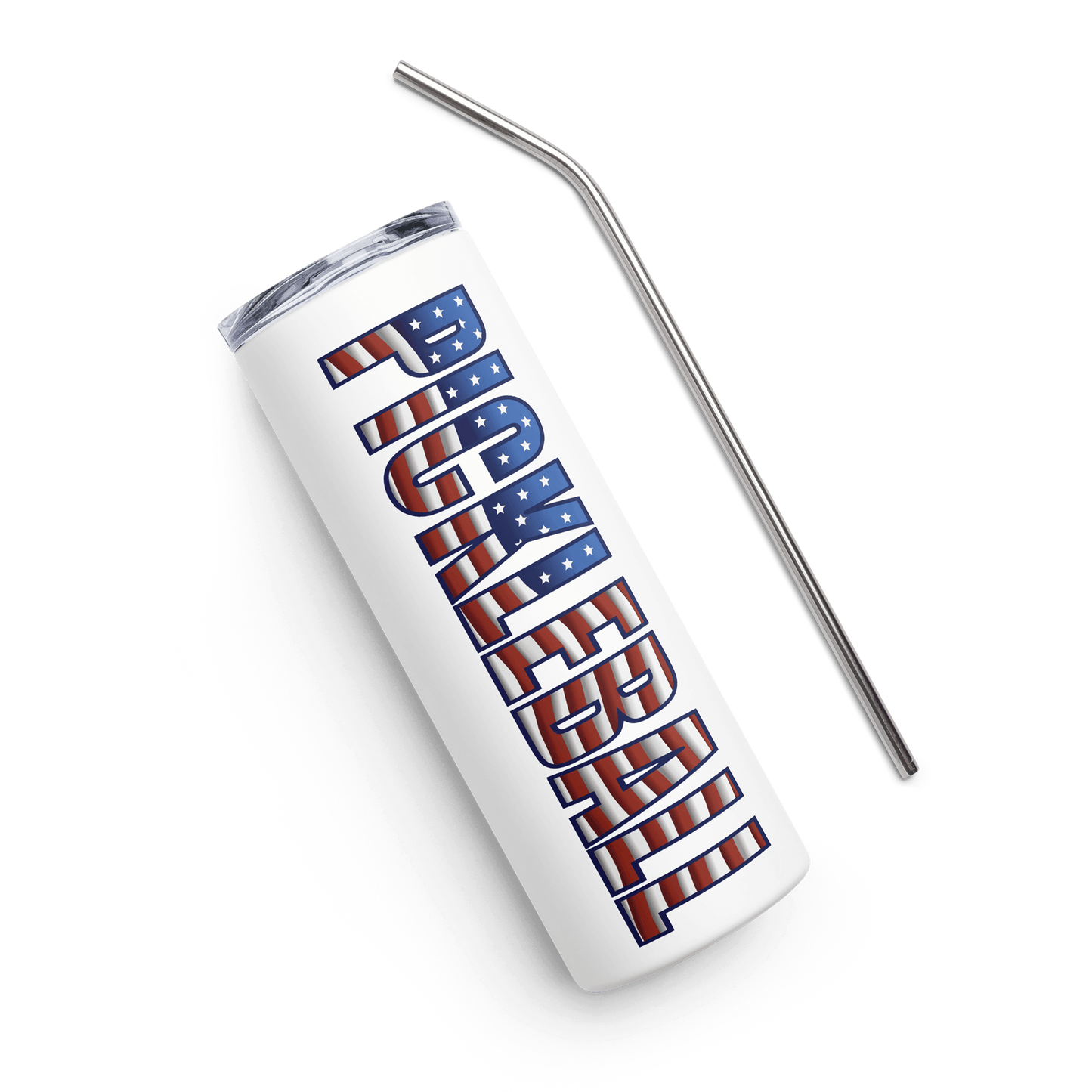 Pickleball American Flag Series - Stainless Steel Tumbler 20oz with straw, featuring patriotic design.