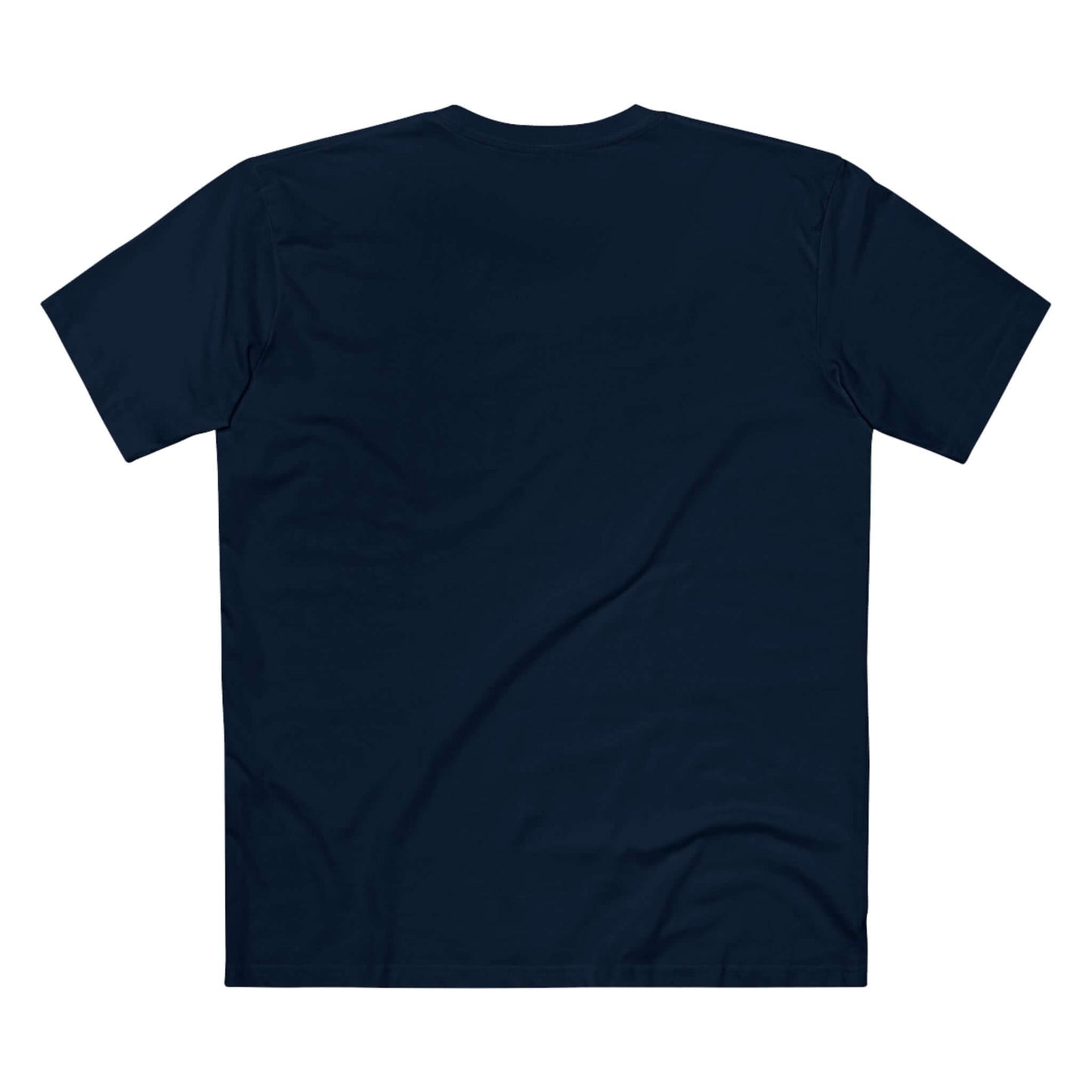Back view of navy Pickleball Comic ATP T-shirt, made from 100% combed cotton, showcasing sleek design for casual game day comfort.
