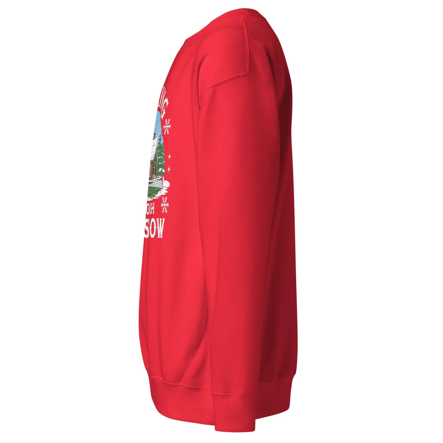left side of Dinking Through the Snow: Cozy Pickleball Sweatshirt for Holiday Enthusiasts (red)