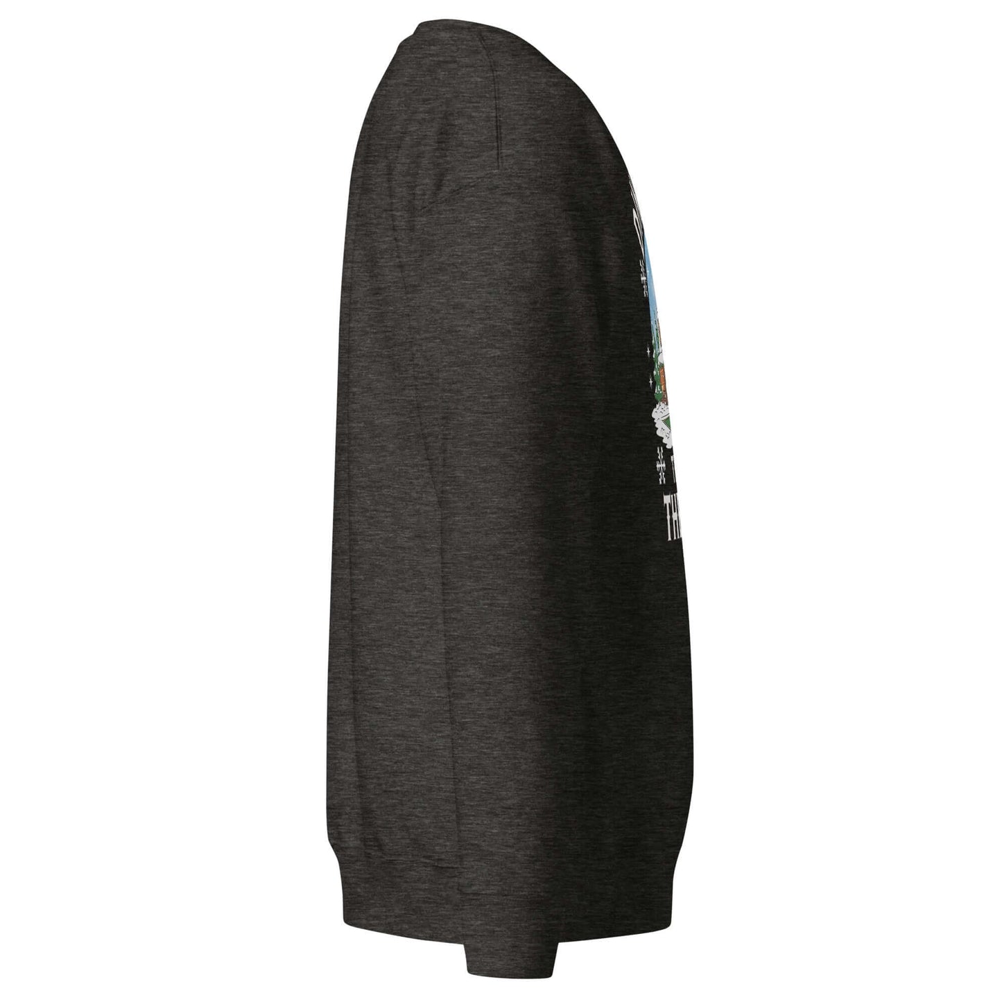 right side of Dinking Through the Snow: Cozy Pickleball Sweatshirt for Holiday Enthusiasts (charcoal heather)