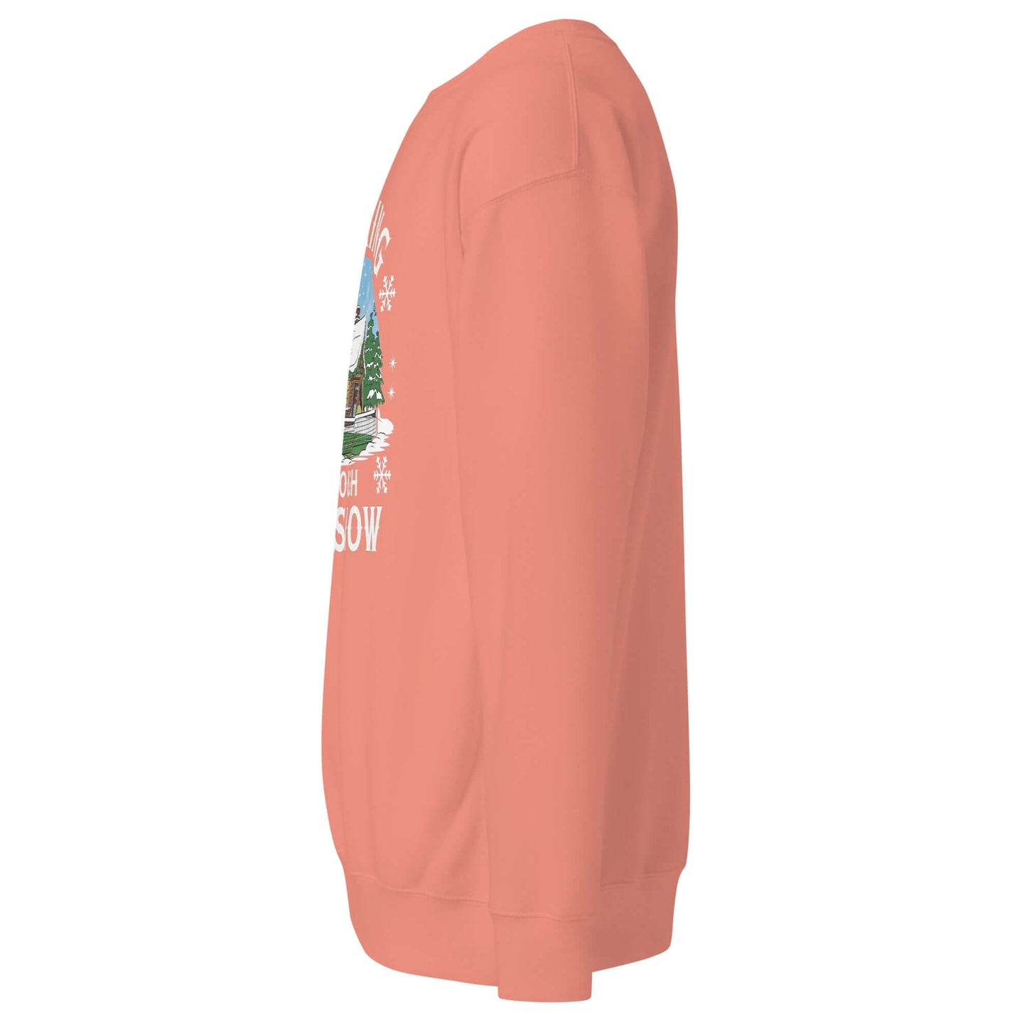 left side of Dinking Through the Snow: Cozy Pickleball Sweatshirt for Holiday Enthusiasts (dusty rose)
