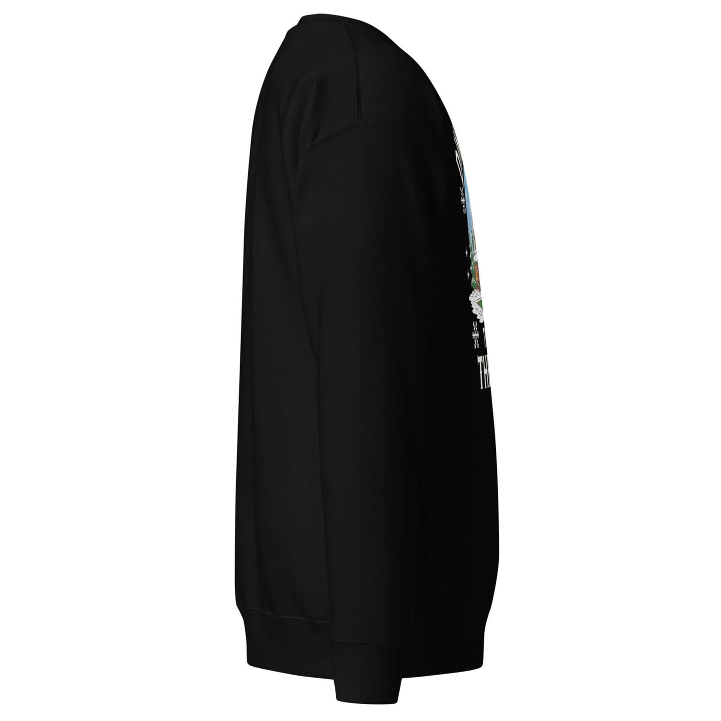 right side of Dinking Through the Snow: Cozy Pickleball Sweatshirt for Holiday Enthusiasts (Black)