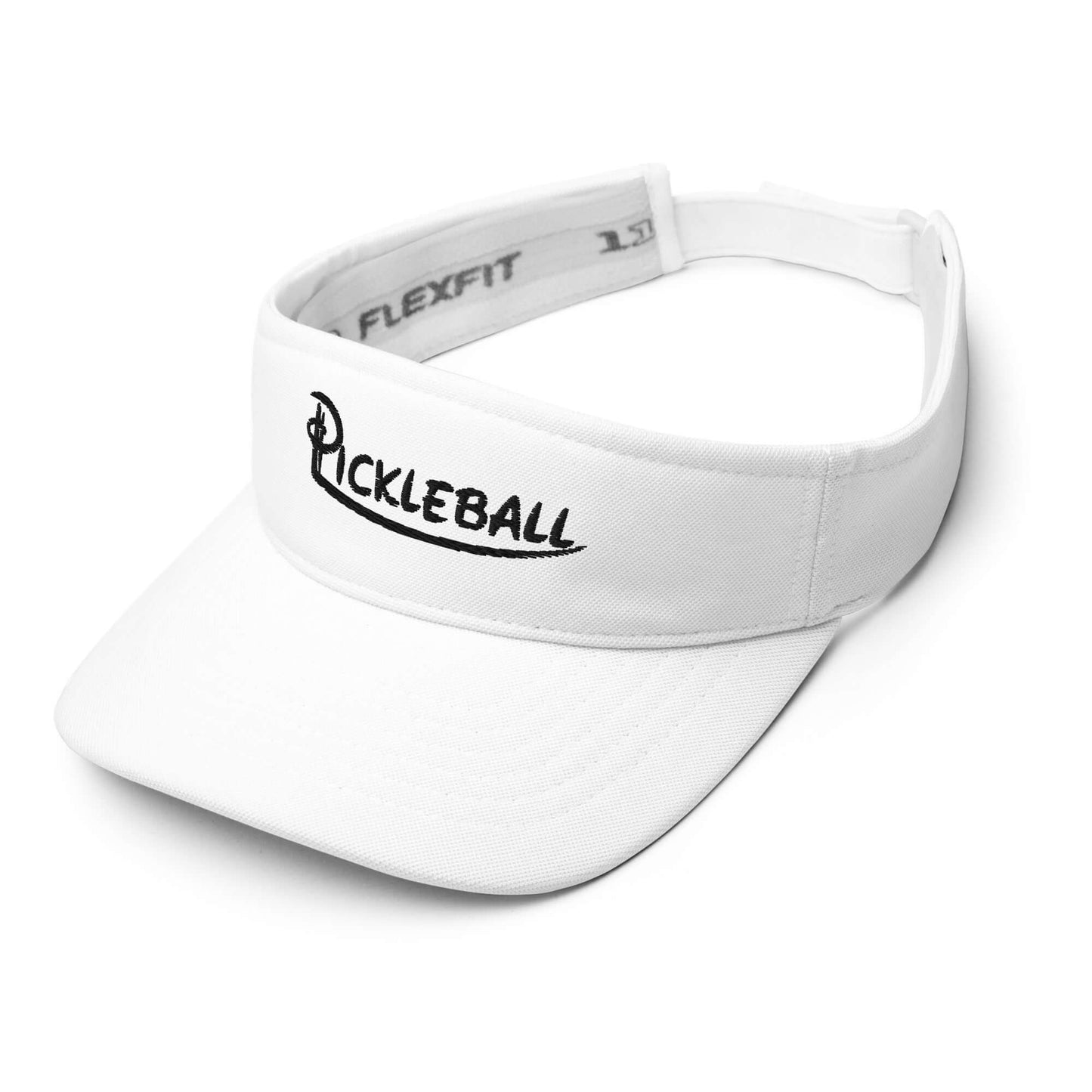 White Pickleball embroidered adjustable visor with low-profile design for stylish sports performance.