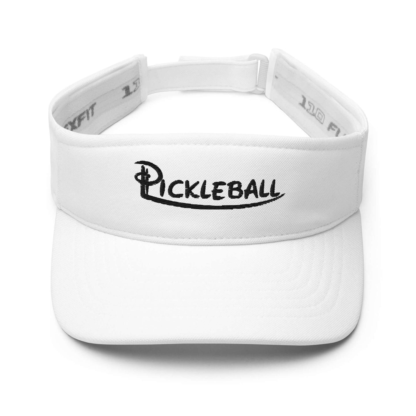 White Pickleball embroidered adjustable visor for stylish court performance.