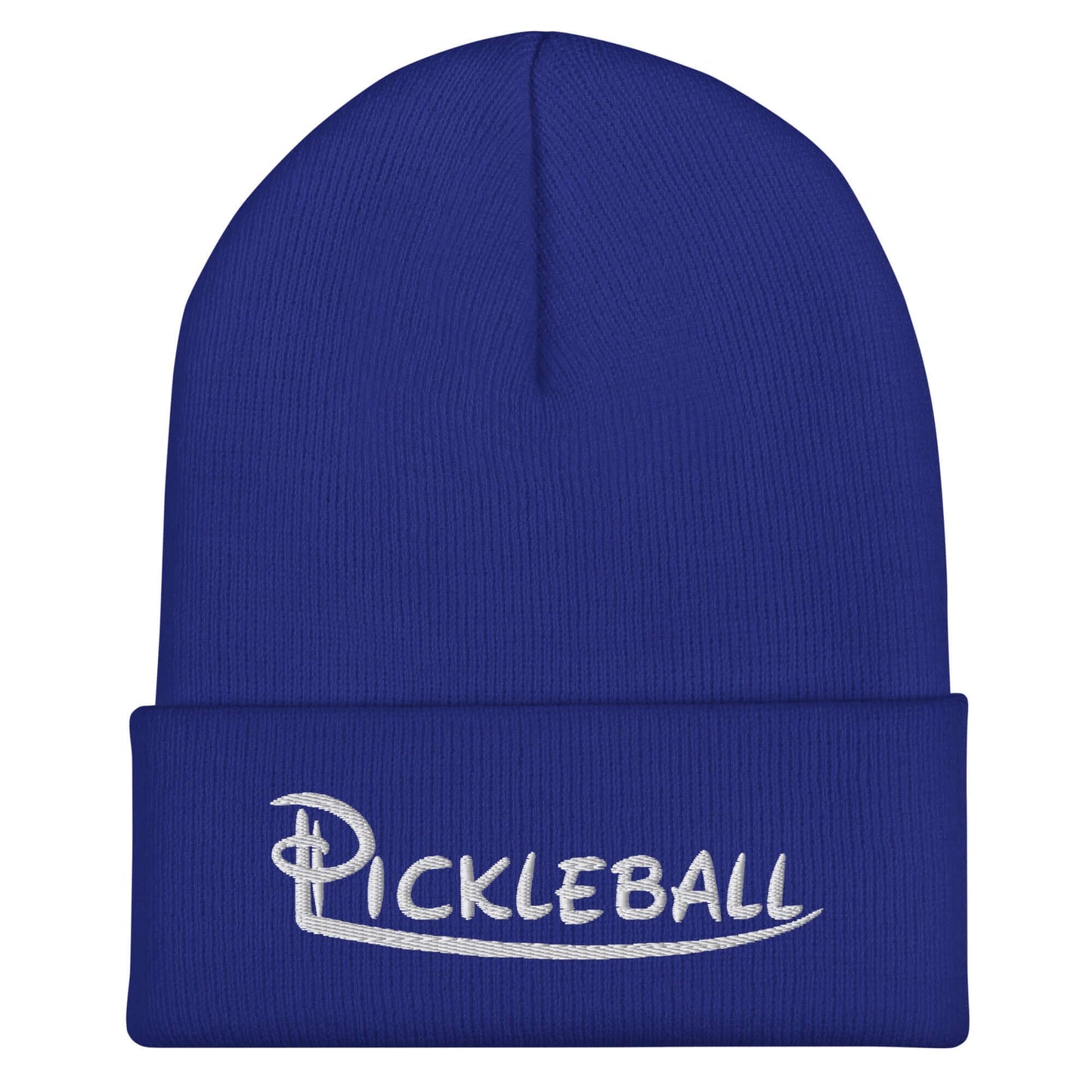 Pickleball embroidered cuffed beanie in blue, showcasing a stylish design for pickleball enthusiasts, made from 100% Turbo Acrylic.