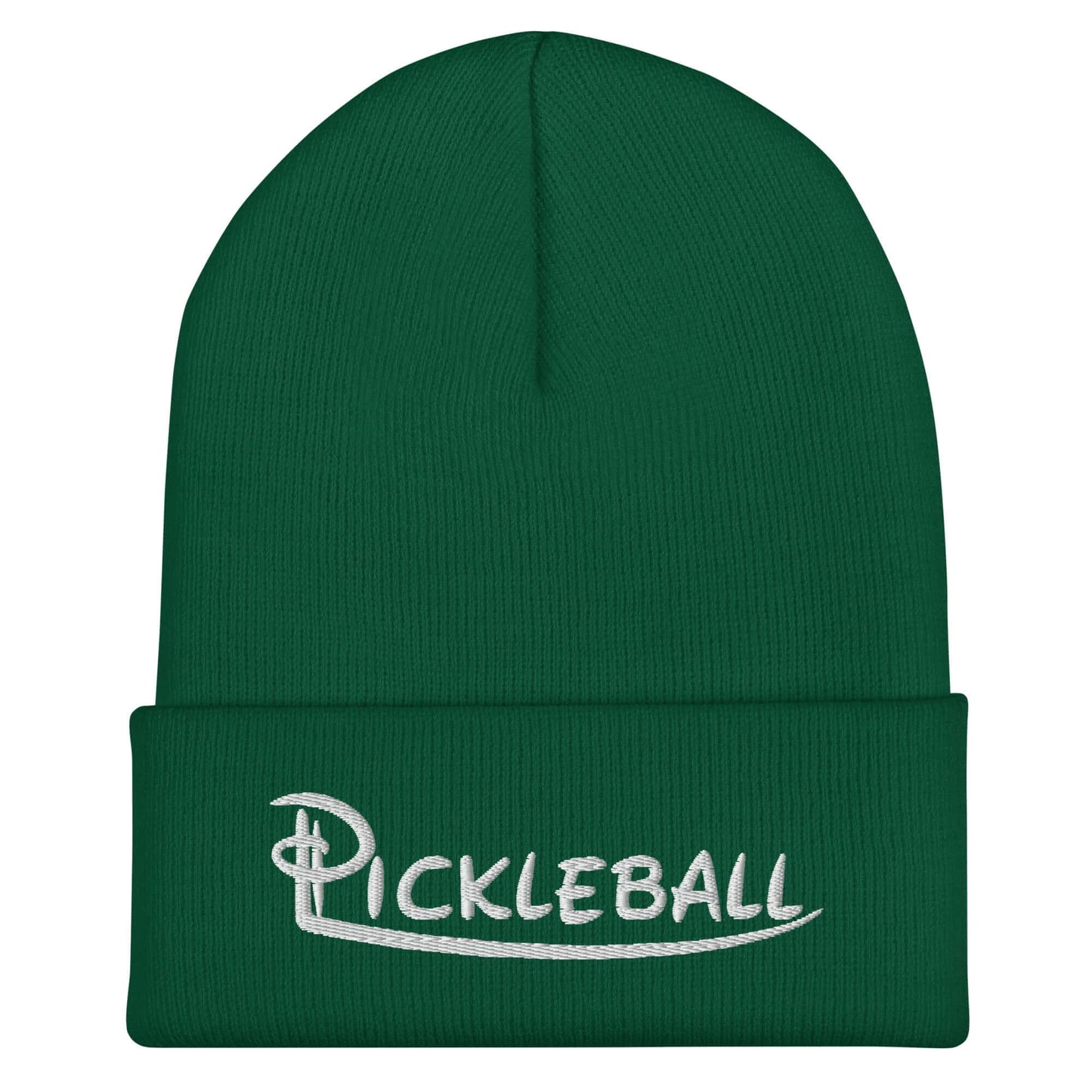 Green Pickleball Embroidered Cuffed Beanie - Stylish and Comfortable Turbo Acrylic Hat for Pickleball Enthusiasts