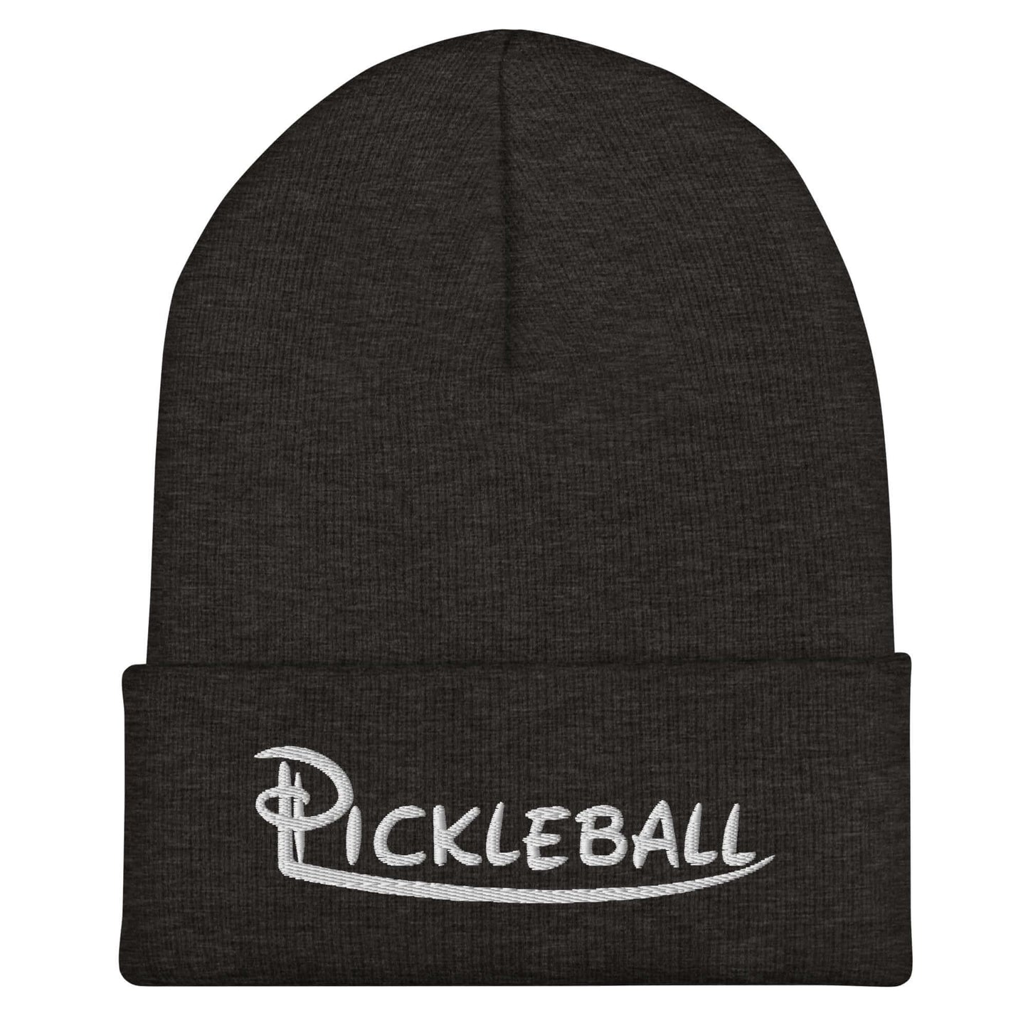 Pickleball embroidered cuffed beanie in black, showcasing stylish design and cozy fit for pickleball enthusiasts.