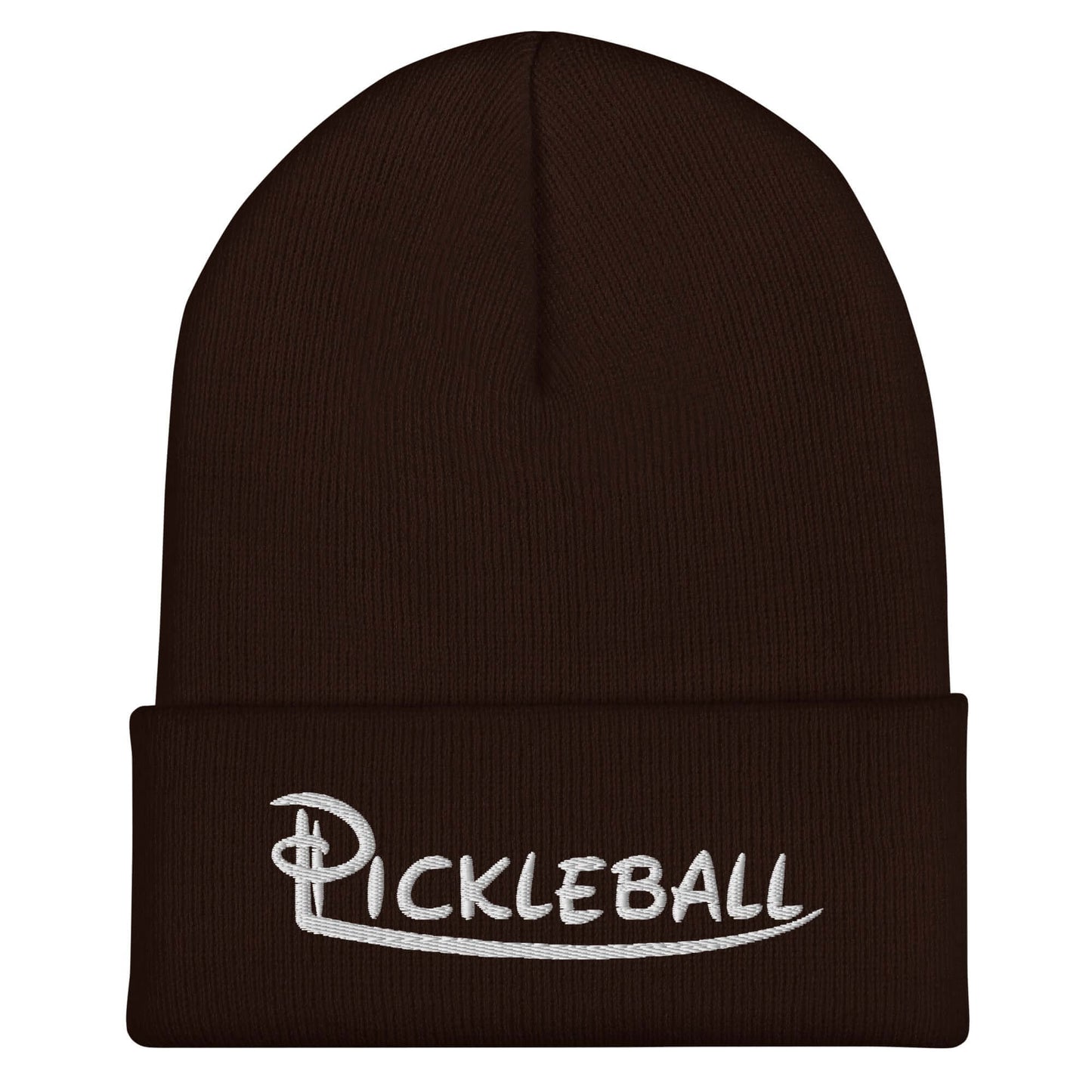 Pickleball embroidered cuffed beanie in black, featuring stylish design and 100% Turbo Acrylic for comfort and durability.