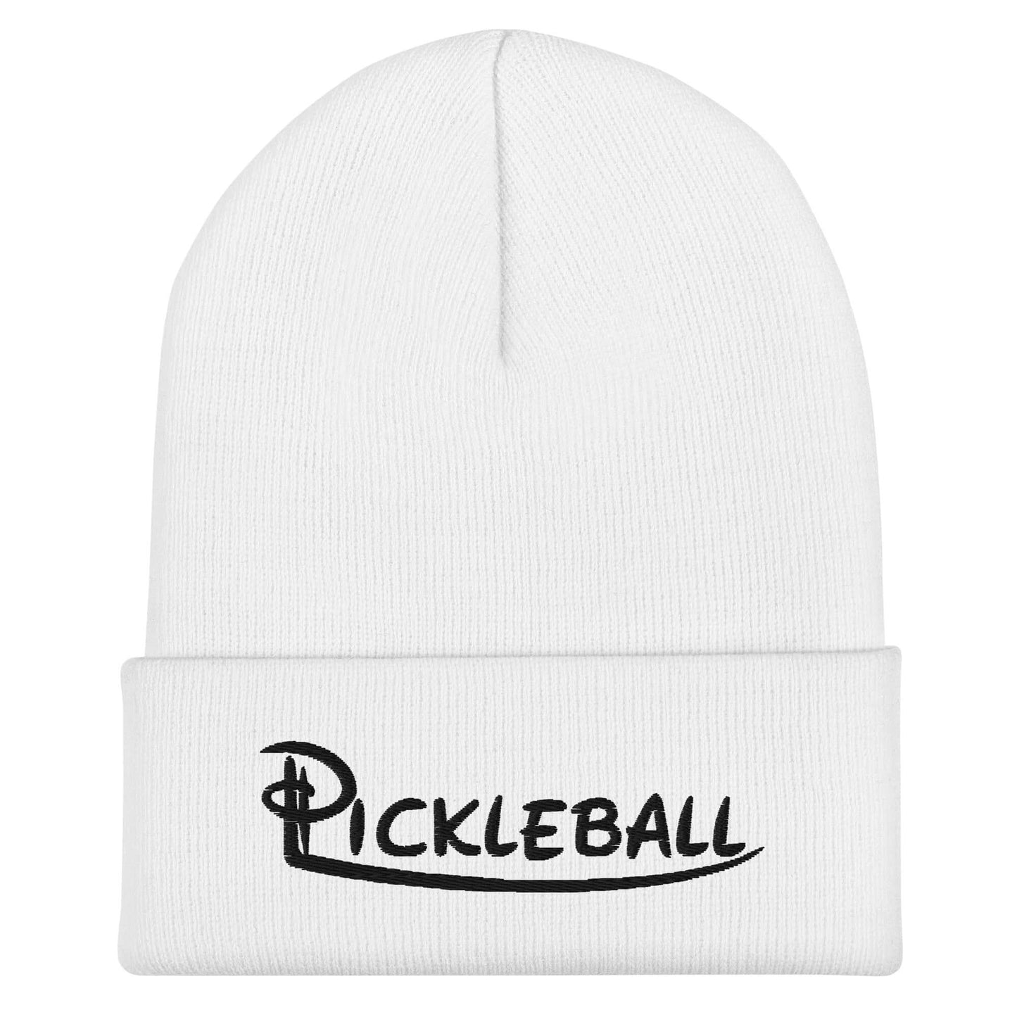 Pickleball embroidered white cuffed beanie for stylish warmth and comfort