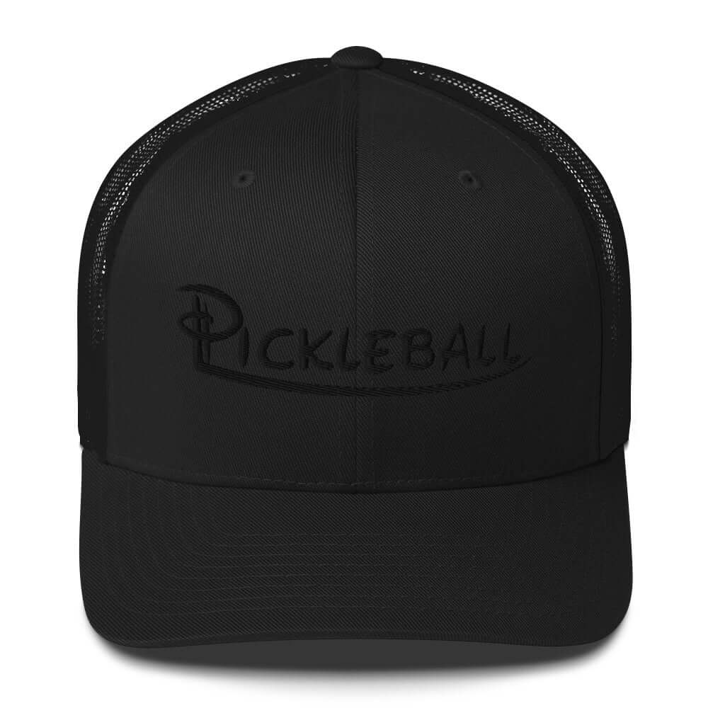 Black Pickleball Embroidered Trucker Cap with Mesh Back
