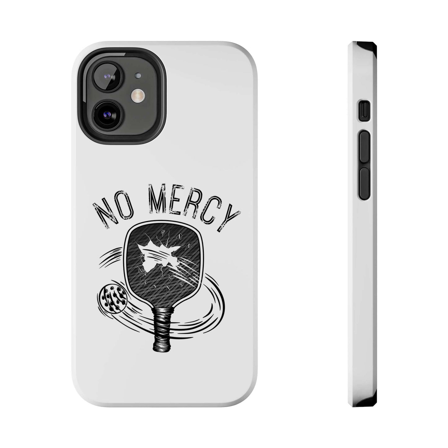 "No Mercy Pickleball Tough Phone Case for iPhone with Paddle Design"