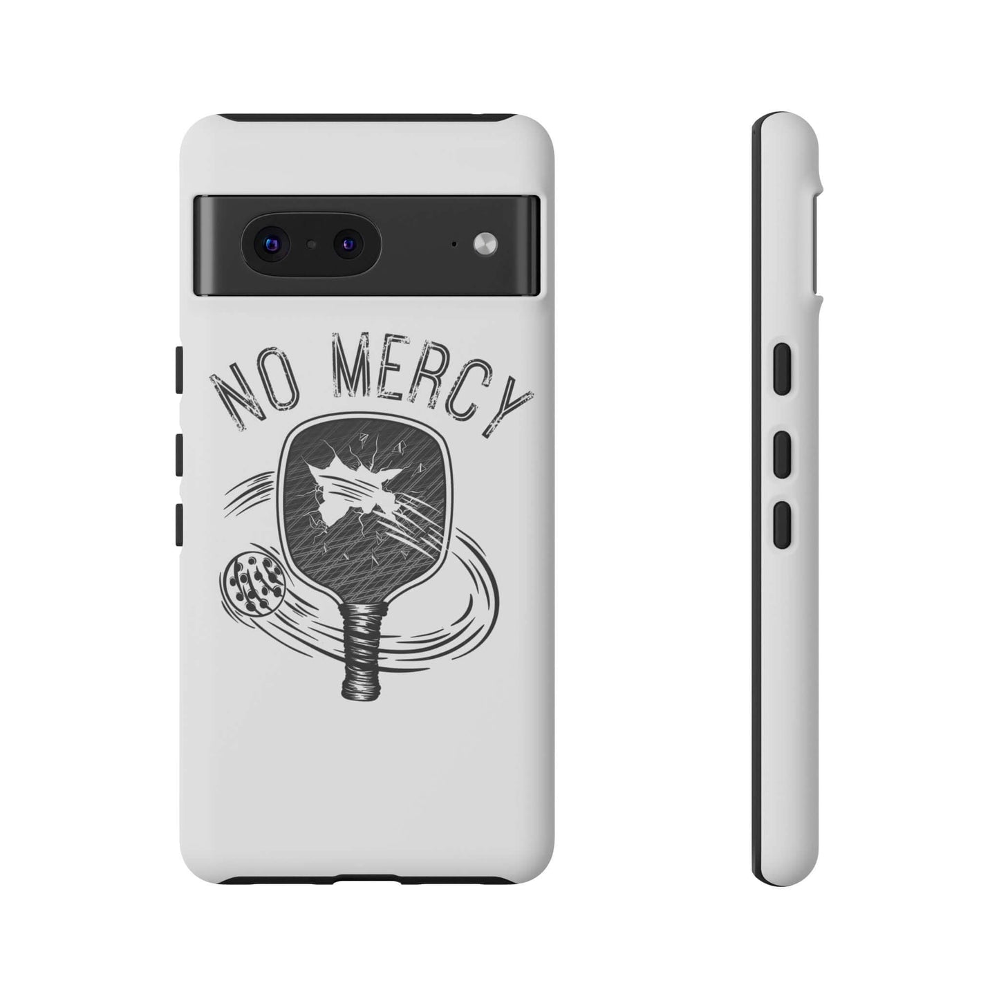 "No Mercy Pickleball Tough Phone Case for Google Pixel with paddle design and protective features"