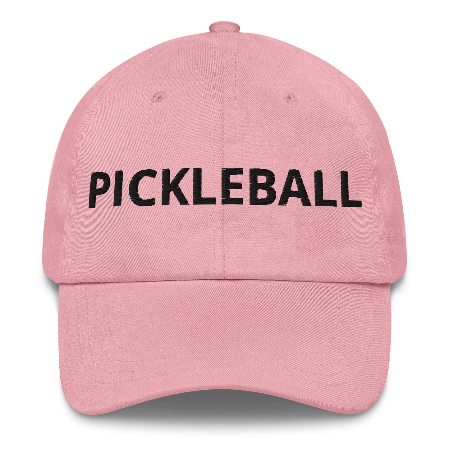 Pink Dad Hat with bold "Pickleball" embroidery, perfect sporty style for pickleball enthusiasts.