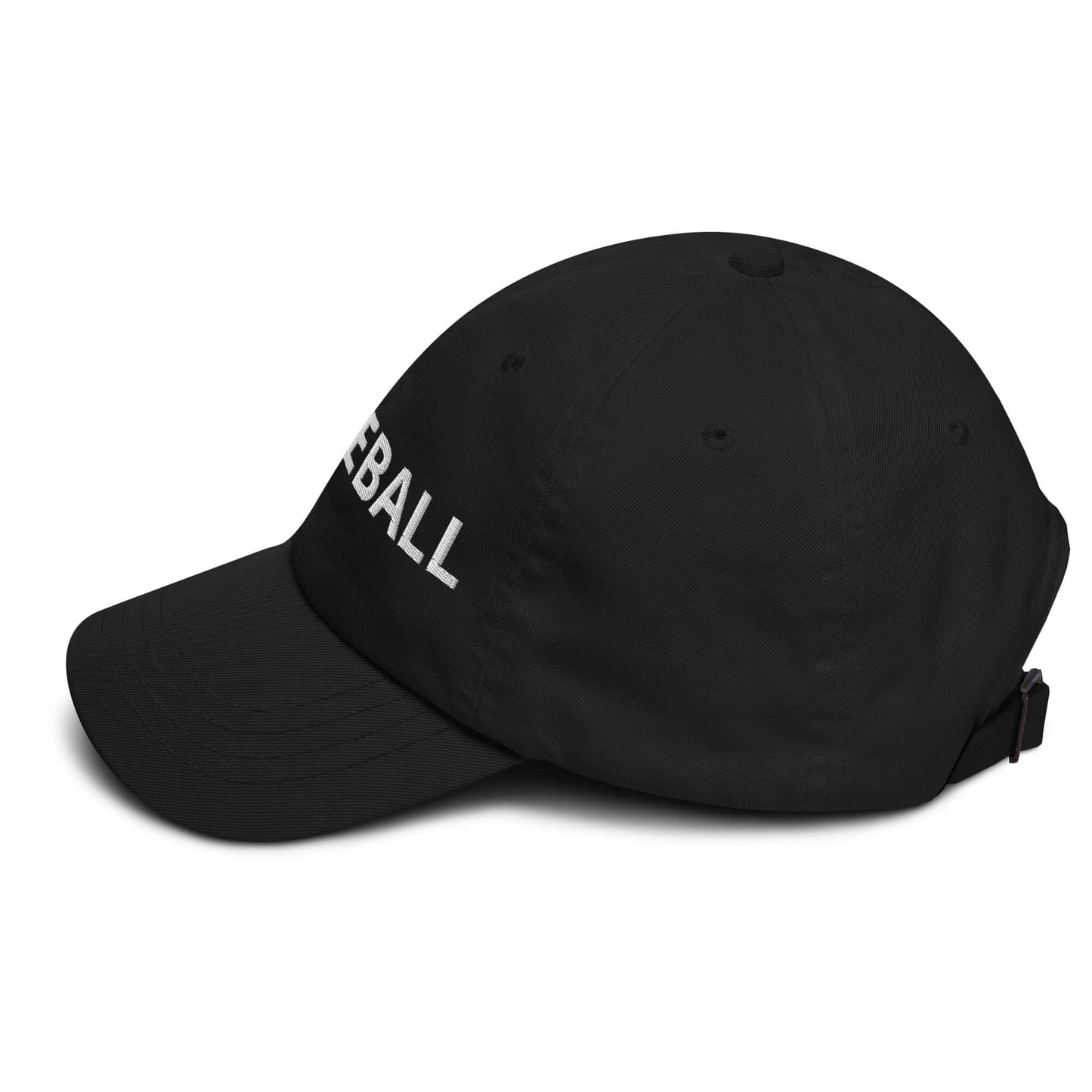 Black Pickleball Dad Hat with bold white embroidery, perfect for pickleball enthusiasts seeking sporty style.