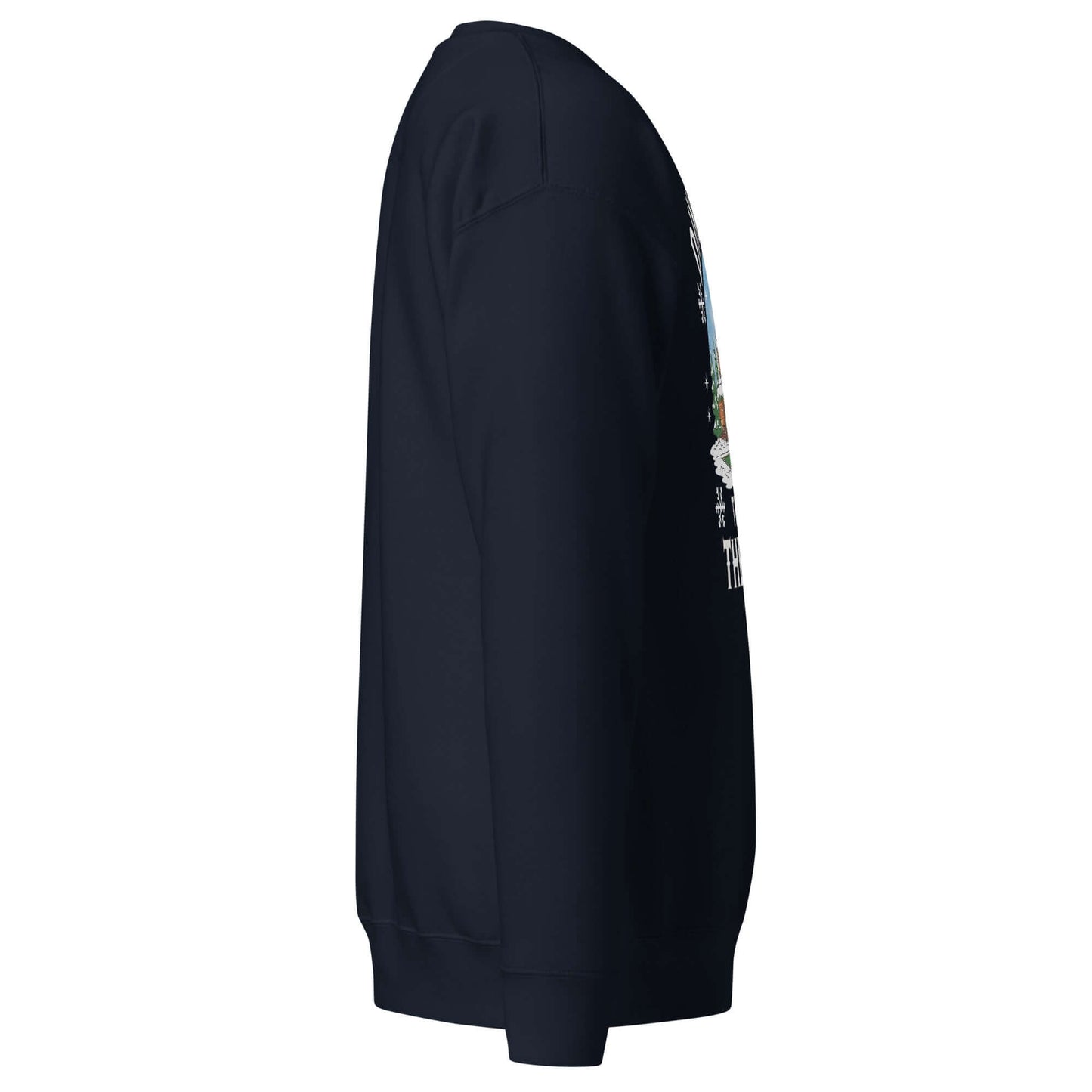 right side of Dinking Through the Snow: Cozy Pickleball Sweatshirt for Holiday Enthusiasts (Navy)