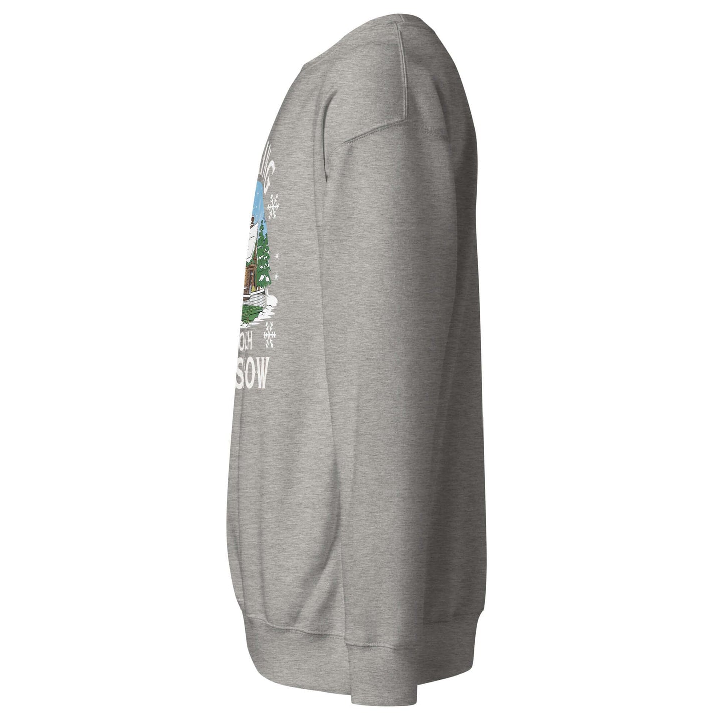 left side of Dinking Through the Snow: Cozy Pickleball Sweatshirt for Holiday Enthusiasts (carbon grey)