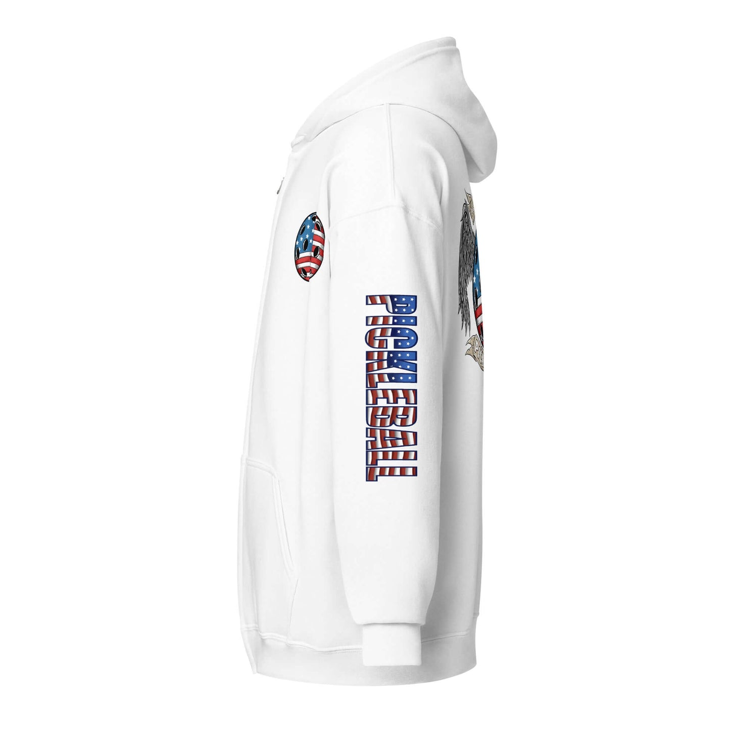 left of Pickleball Ultimate American Dream Series Unisex Heavy Blend Zip Hoodie (white)