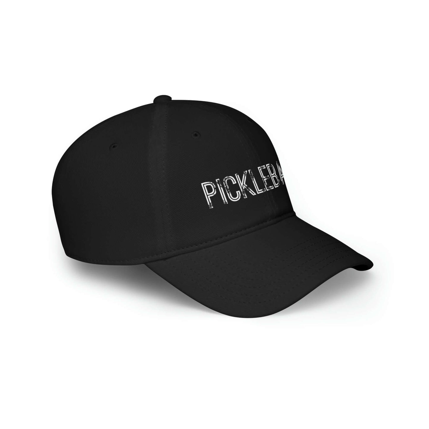 Black Pickleball Urban Series low-profile baseball cap with "Pickleball" text on front, made from durable cotton twill.