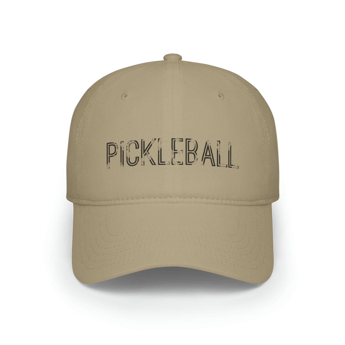 Pickleball Urban Series low profile baseball cap in beige, featuring bold pickleball text design. Perfect for enthusiasts seeking style and comfort.