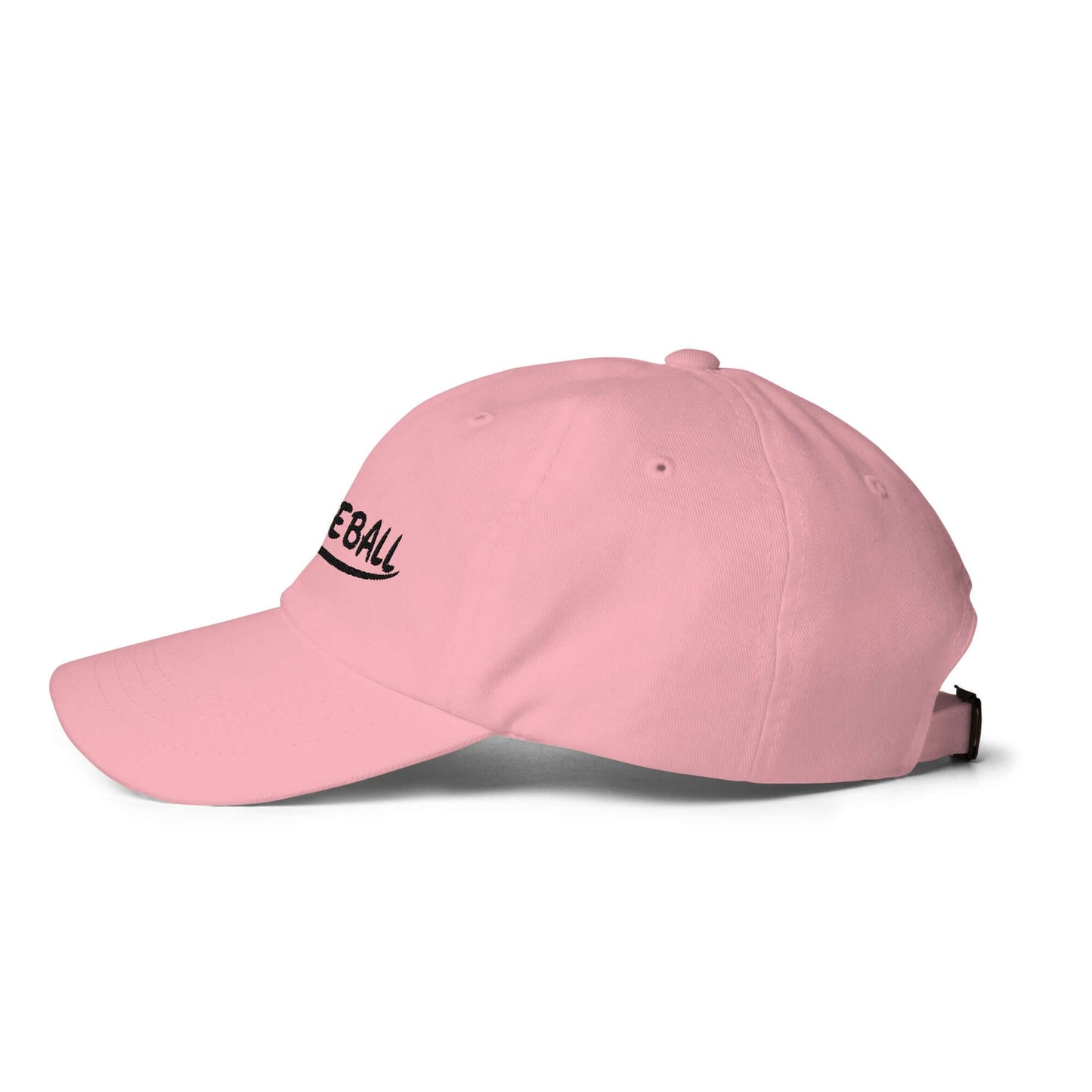 Pink low profile pickleball embroidered adjustable hat with curved visor.
