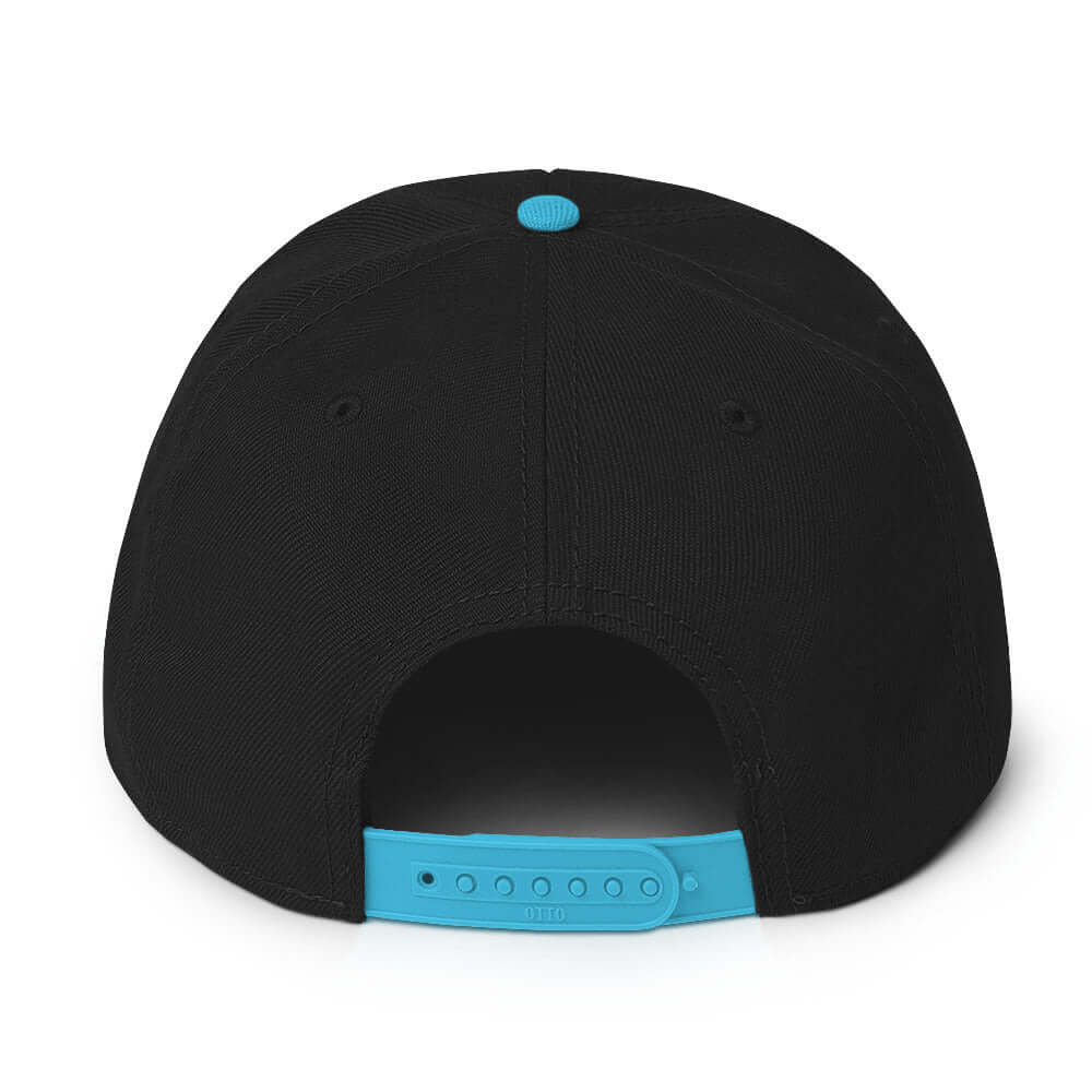 back side of Ronnie Mac 69's I Heart Moto Mom's Embroidered Snapback Hat (aqua blue/Black)
