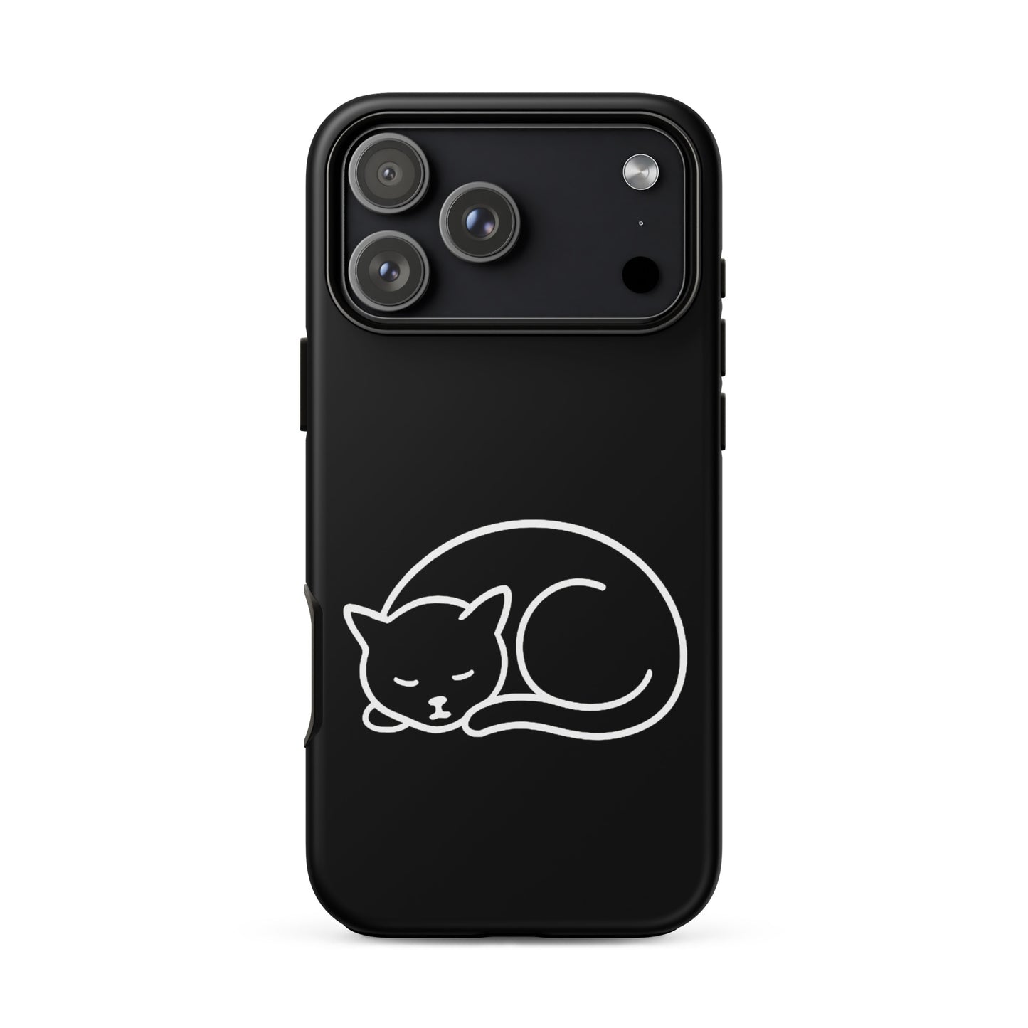 Phone case for iPhone featuring a minimalist curled-up cat design.