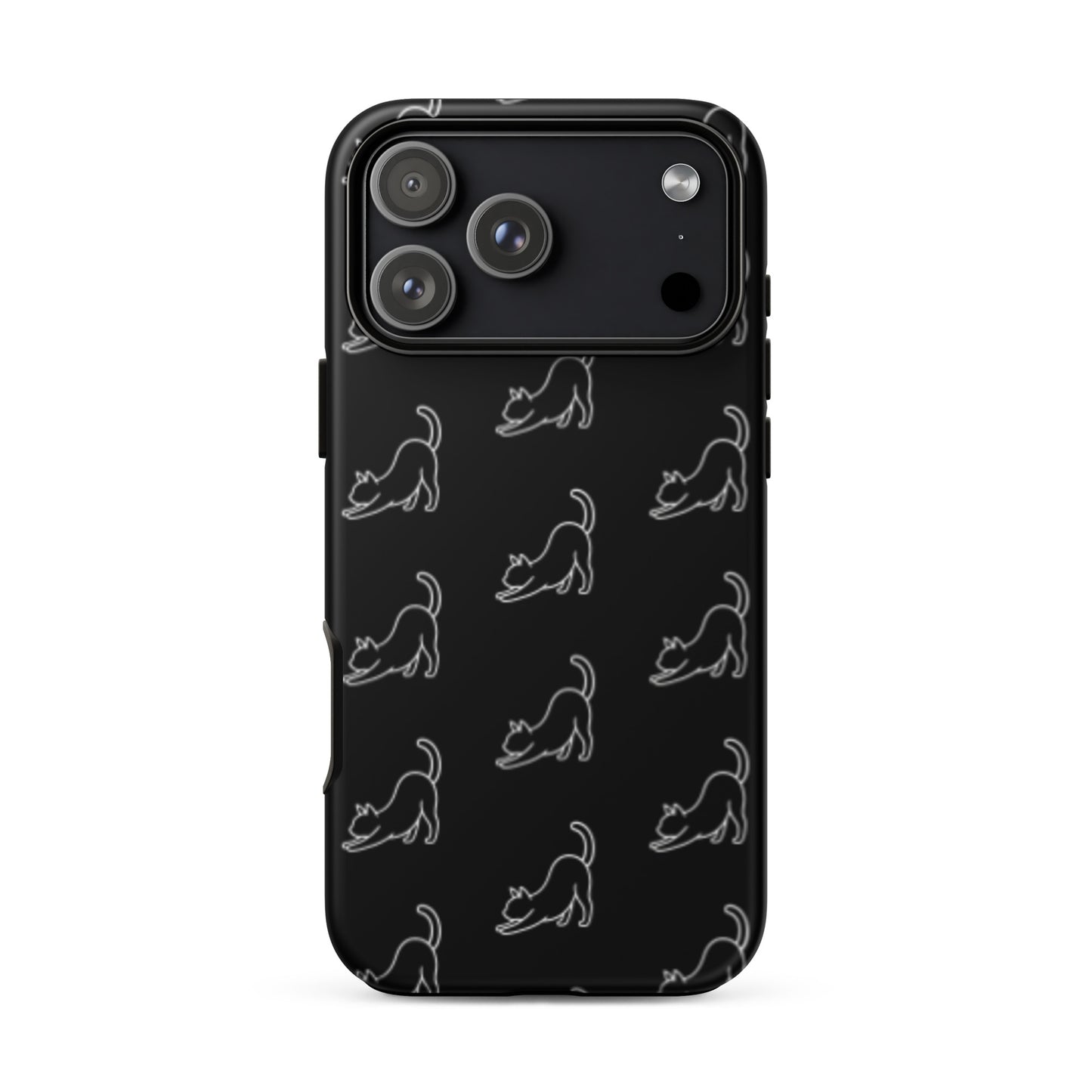 Phone Case featuring a minimalist stretching cat pattern, designed for stylish protection and feline lovers.