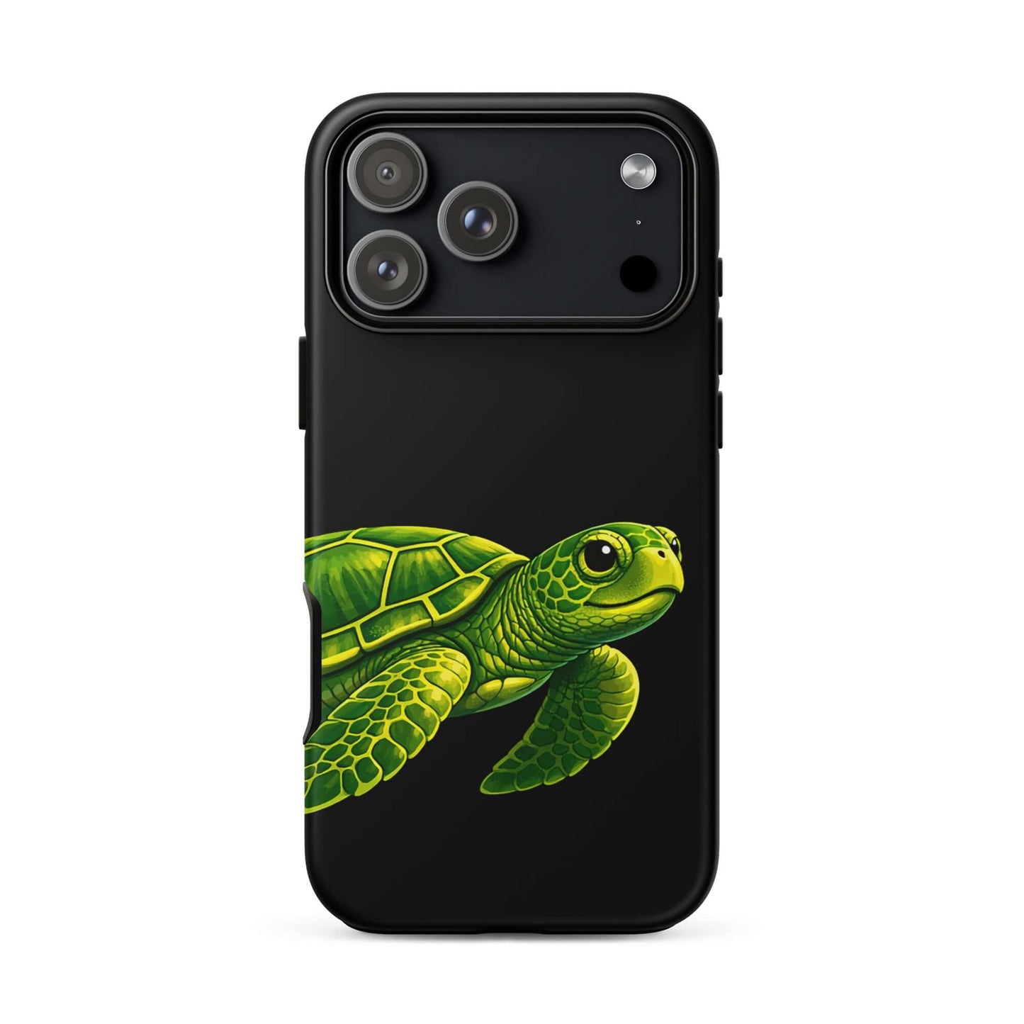 Phone Case featuring a vibrant sea turtle design on a black background for style and protection.