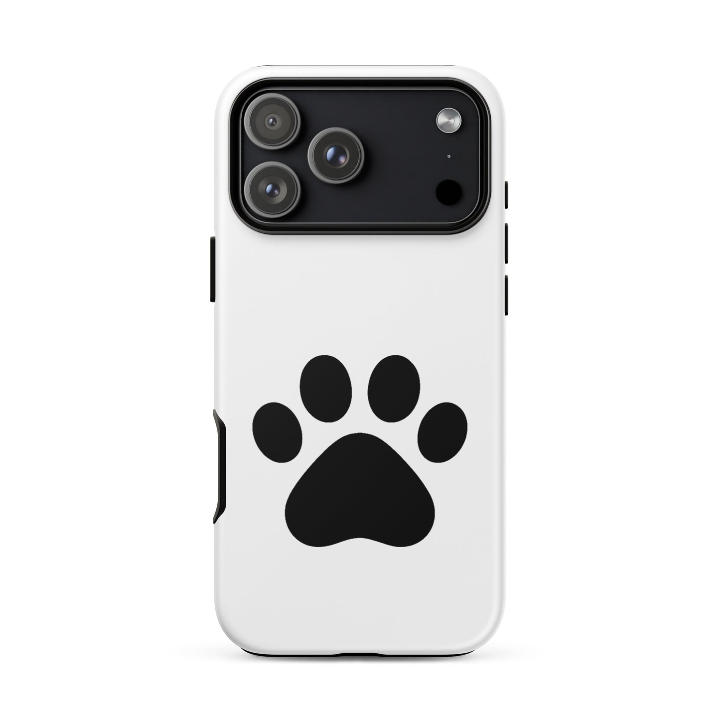 Phone Case for iPhone with minimalist black paw print design on white background for pet lovers.