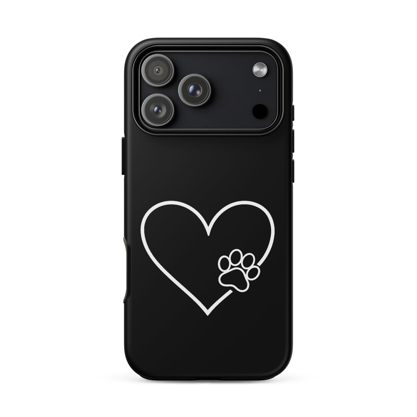 Phone Case featuring white heart outline with paw print for iPhone, perfect for pet lovers seeking stylish protection