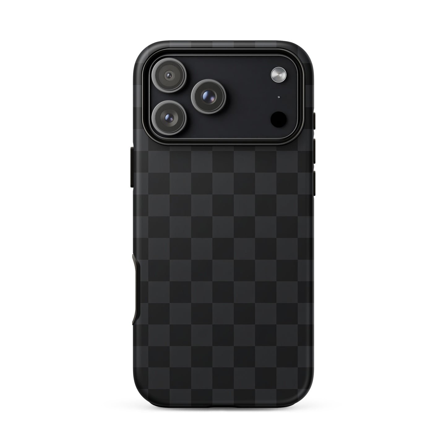 Phone Case for iPhone with black and charcoal checkered design, sleek and modern style for minimalists, protects device stylishly.
