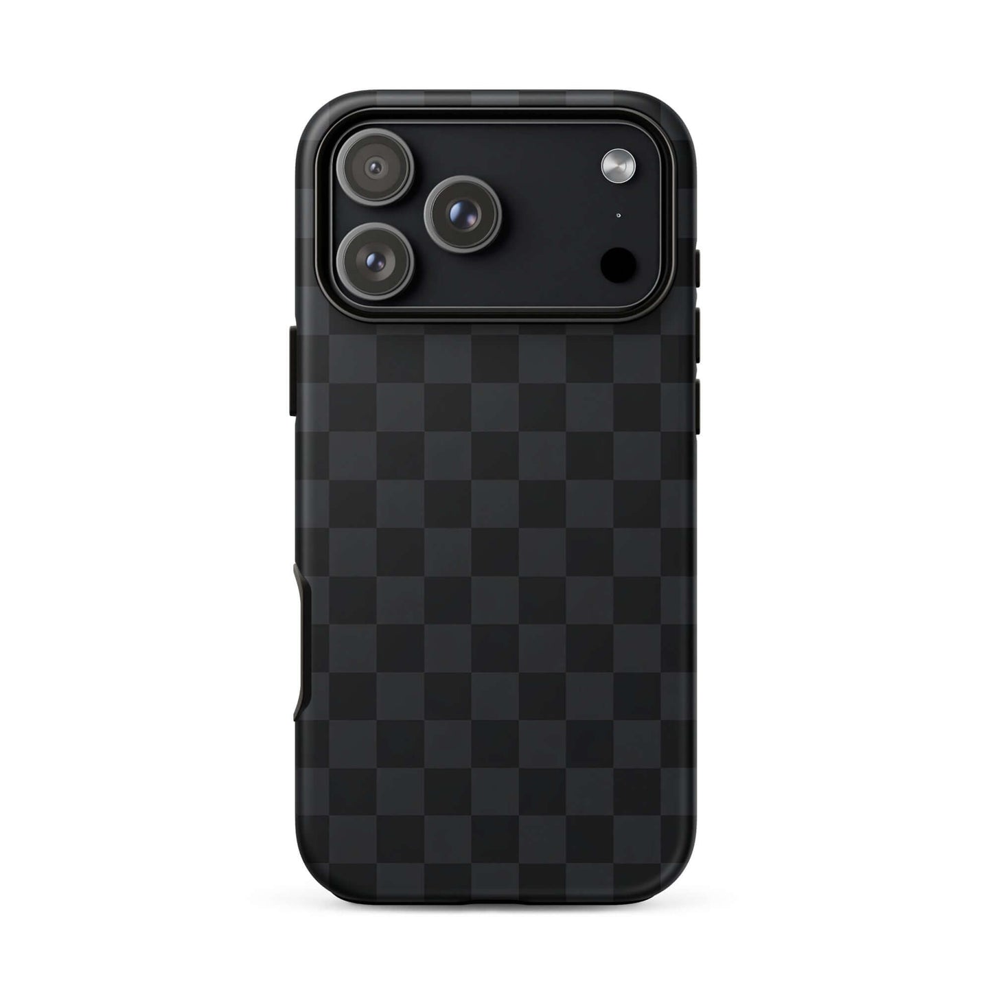 Phone Case for iPhone with black and charcoal checkered design, sleek and modern style for minimalists, protects device stylishly.