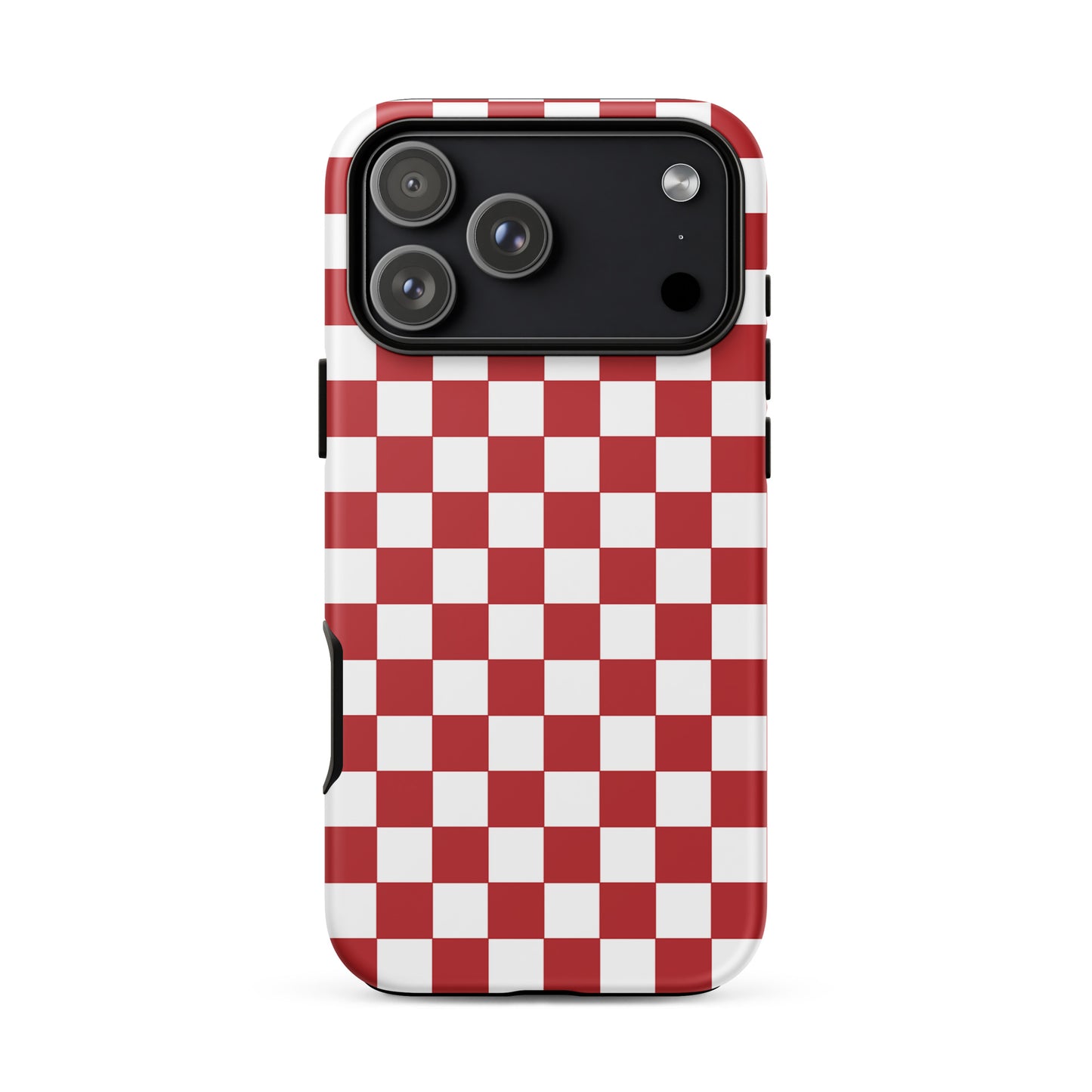 Phone Case for iPhone with crimson red checkered design, adding bold personality and playful vibe to your style.