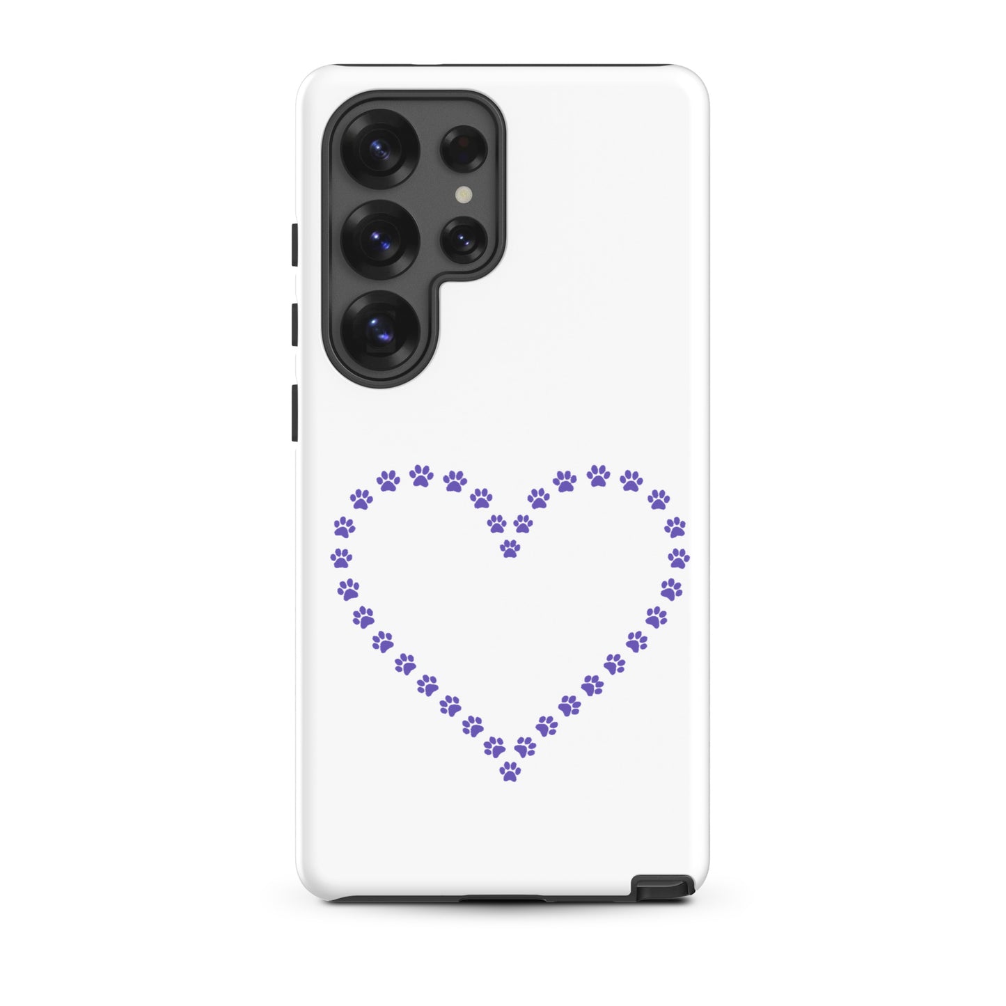 Phone Case for Samsung Galaxy with paw print heart design for pet lovers.