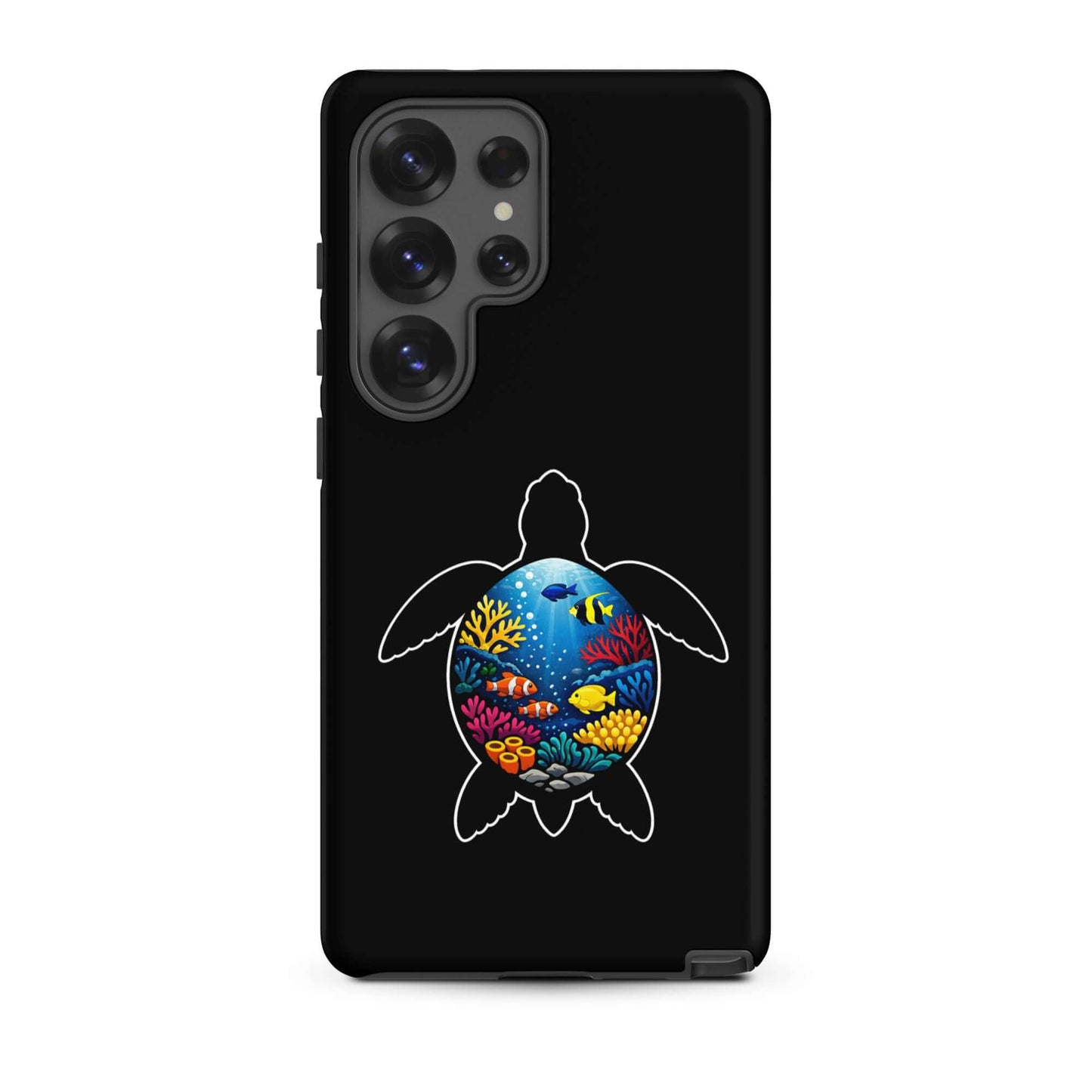 Phone case for Samsung Galaxy featuring vibrant sea turtle and coral reef design.