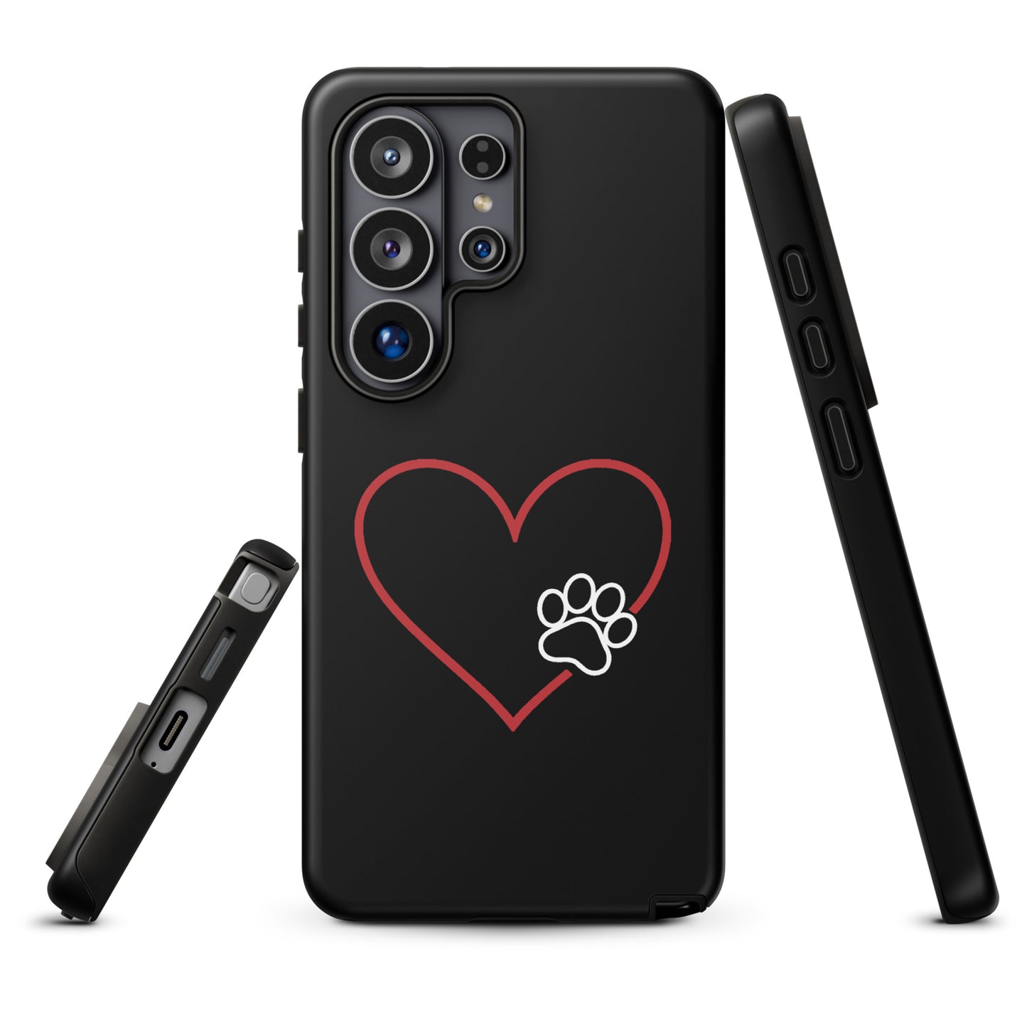 Phone Case for Samsung Galaxy with heart and paw print design, symbolizing love and loyalty for pet lovers.