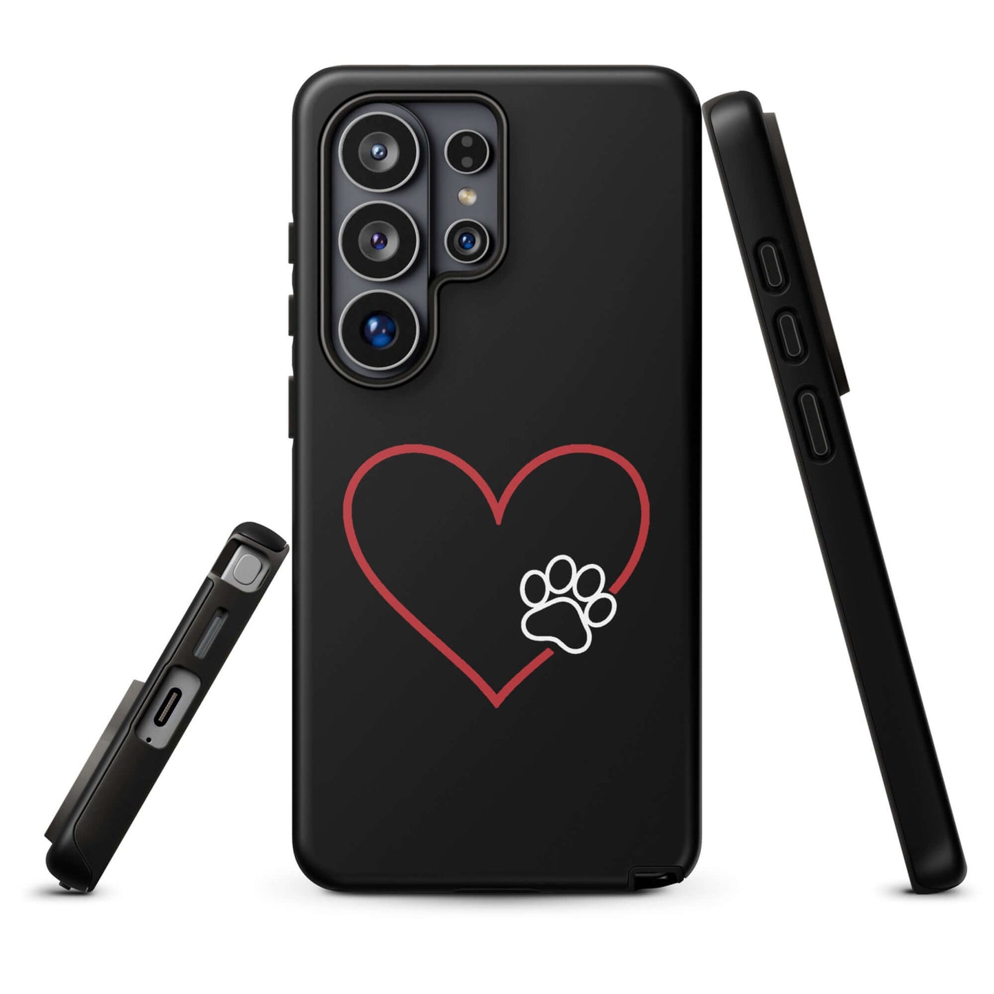 Phone Case for Samsung Galaxy with heart and paw print design, symbolizing love and loyalty for pet lovers.
