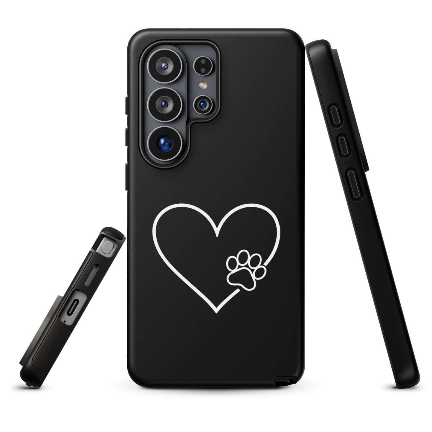 Phone Case for Samsung Galaxy with heart and paw print design, showcasing pet lover style and protection.